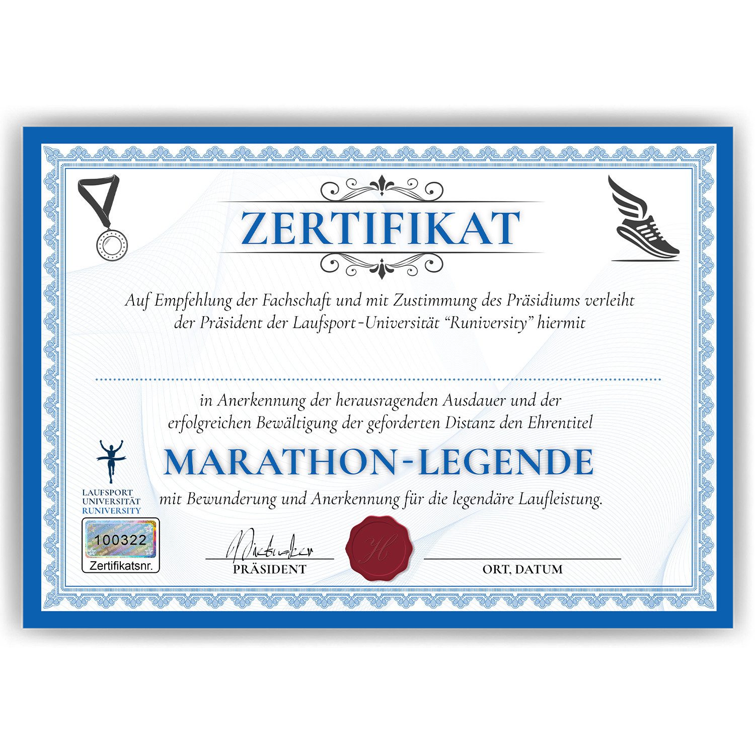 Tigerlino Poster Marathon Urkunde Lustig Marathonläufer Geschenk Läufer Witzig Joggen, Zertifikat