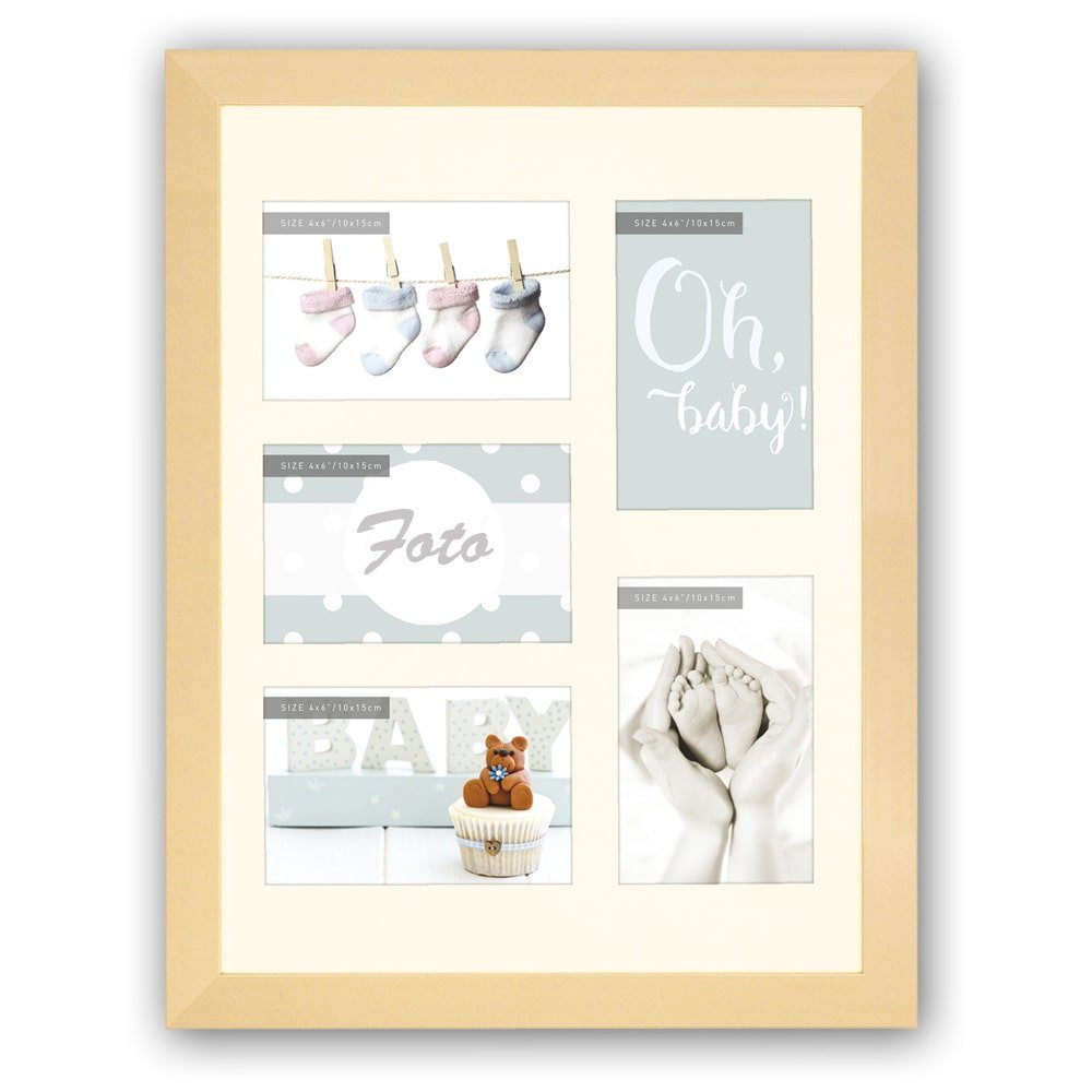 matches21 HOME & HOBBY Bilderrahmen Collage Holz apricot beige für 5 Fotos, (1 St), Baby