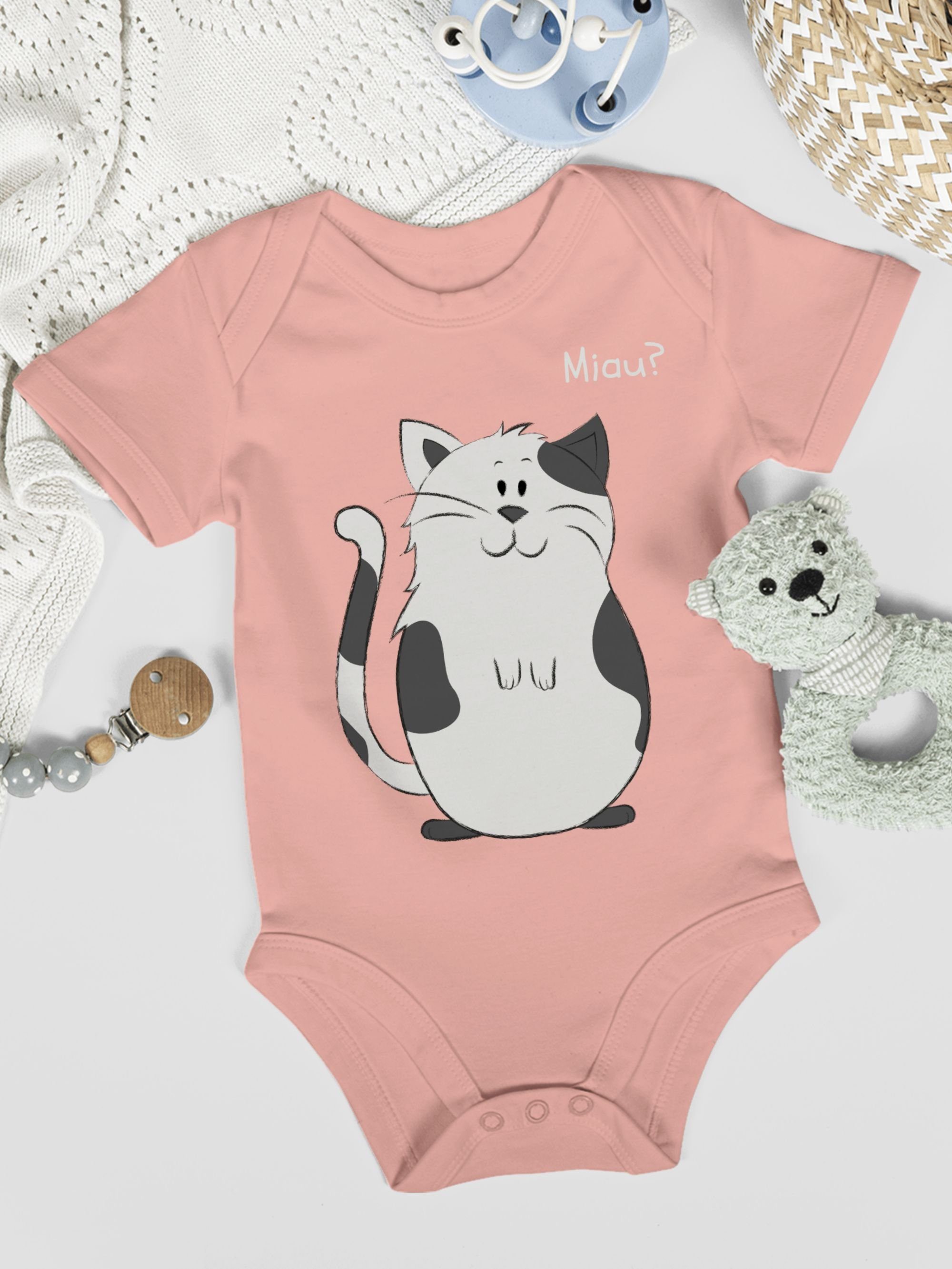 Shirtracer Shirtbody lustige Tiermotiv Katze Print 3 Baby Animal Babyrosa