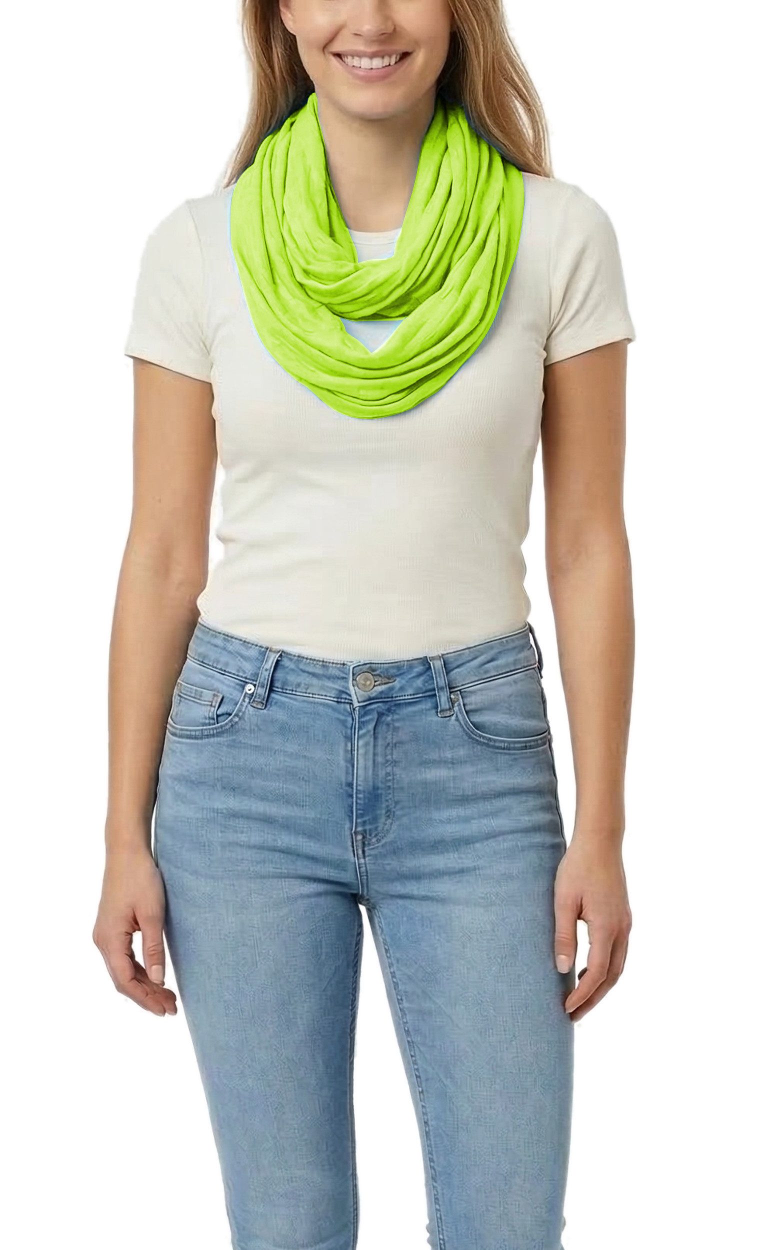 dy_mode Loop Damen Loopschal Schmaler Schlauchschal Rundschal Einfarbig, in Crinkle Optik, Unifarben