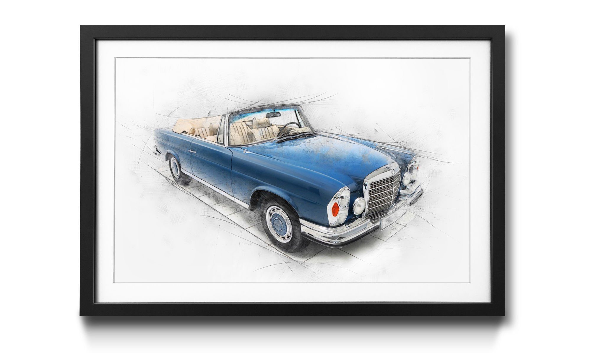 Freedom, 4 Bild mit Wandbild, Rahmen Auto, Größen in WandbilderXXL erhältlich Blue