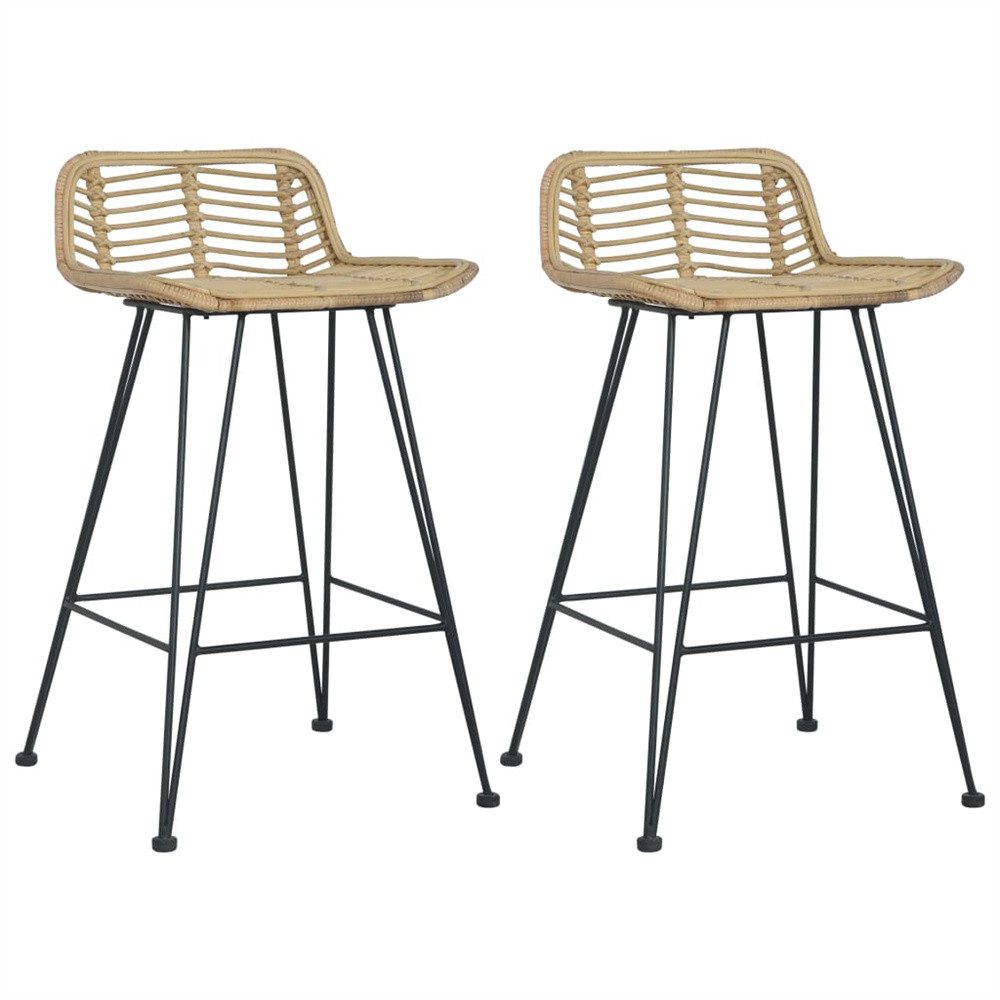 Barhocker Barhocker 2 Stk. Rattan Natur 46 x 48 x 79 cm