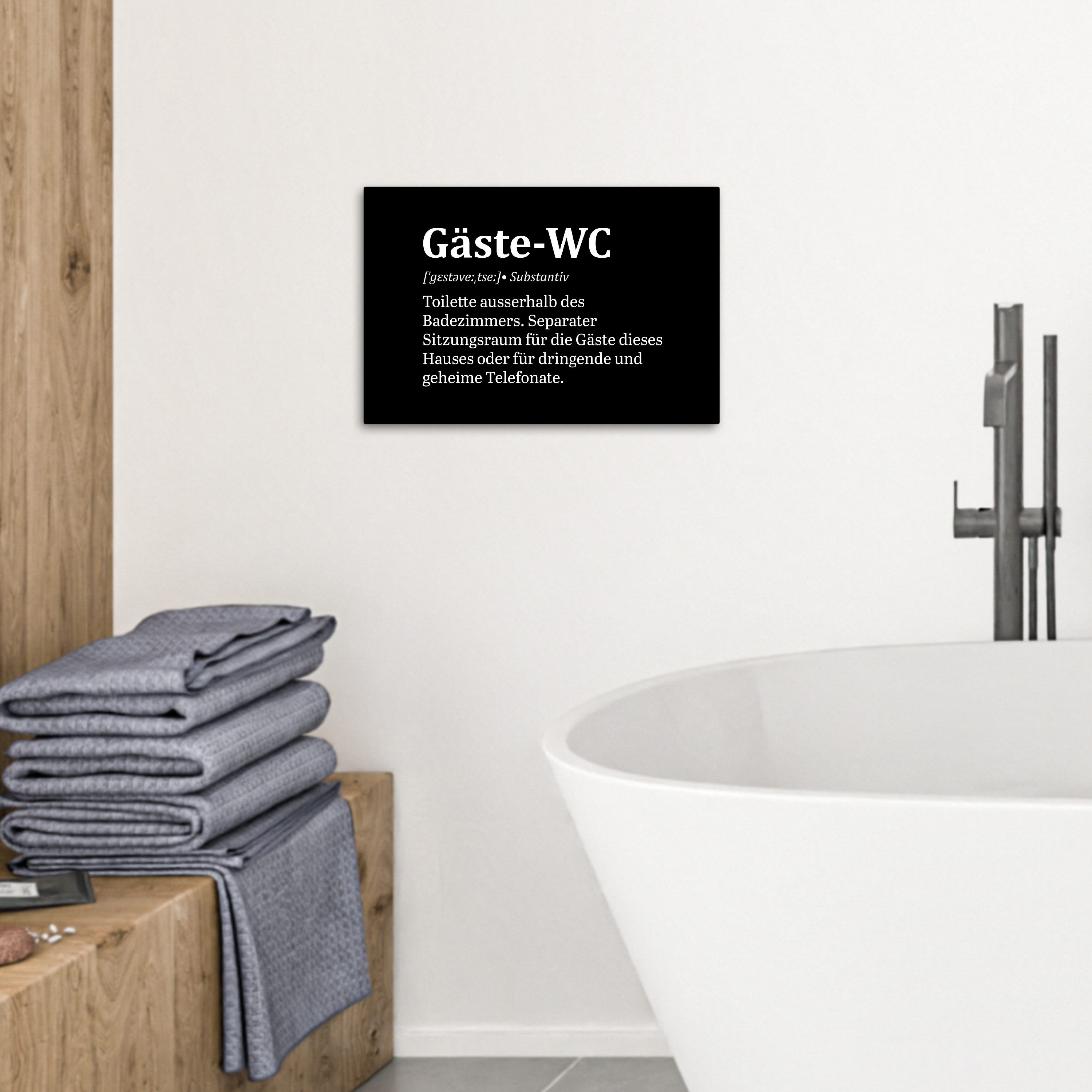 OneMillionCanvasses® Leinwandbild Zitat - Gäste-wc - Definition - Schwarz - Sprüche, Fotodruck (1 St), Bilder für Badezimmer, Bad und Toiletten Deko, Bild WC 30 – Bild 3 von 5