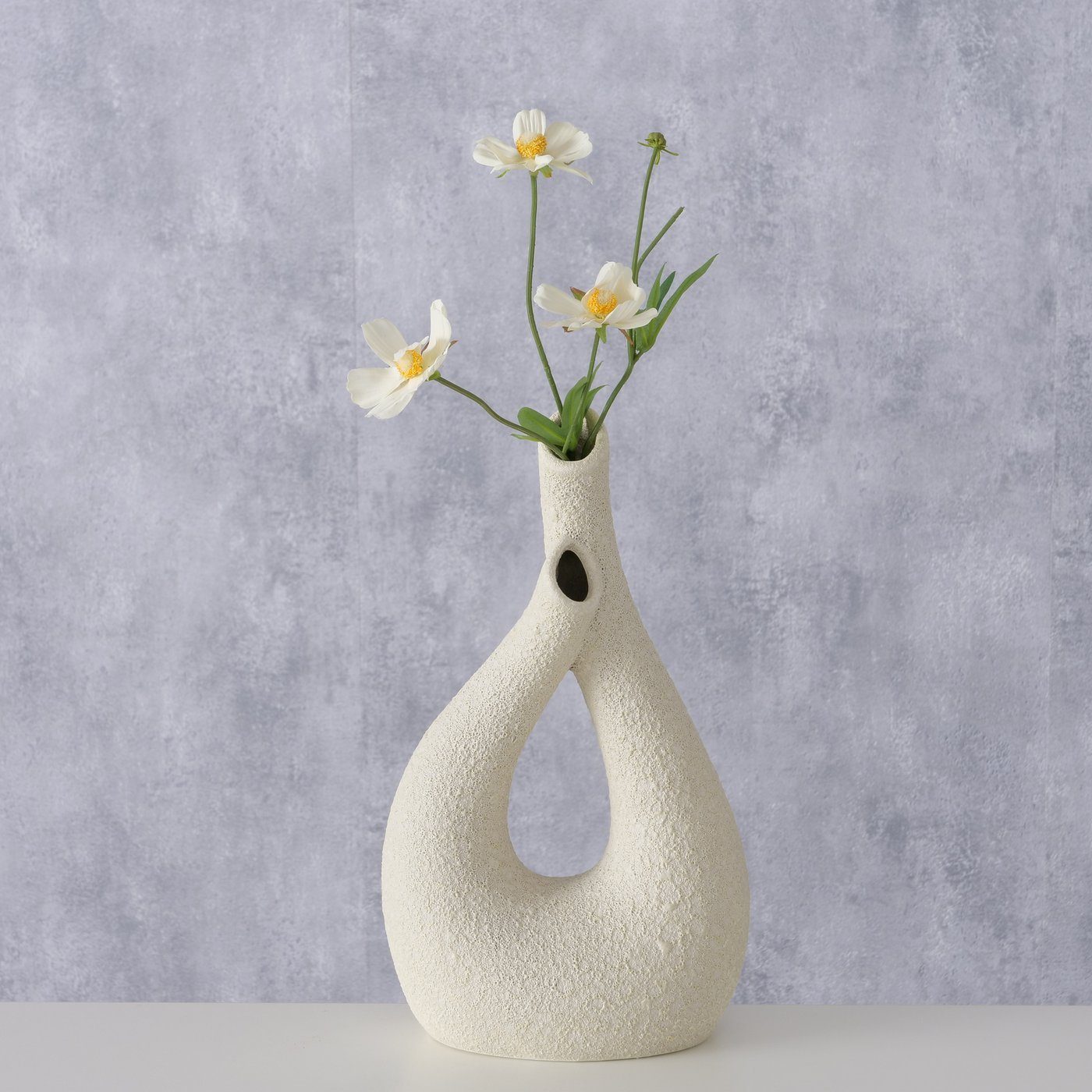 BOLTZE Dekovase Kadira aus Keramik in beige H.32cm - Blumenvase Dekovase