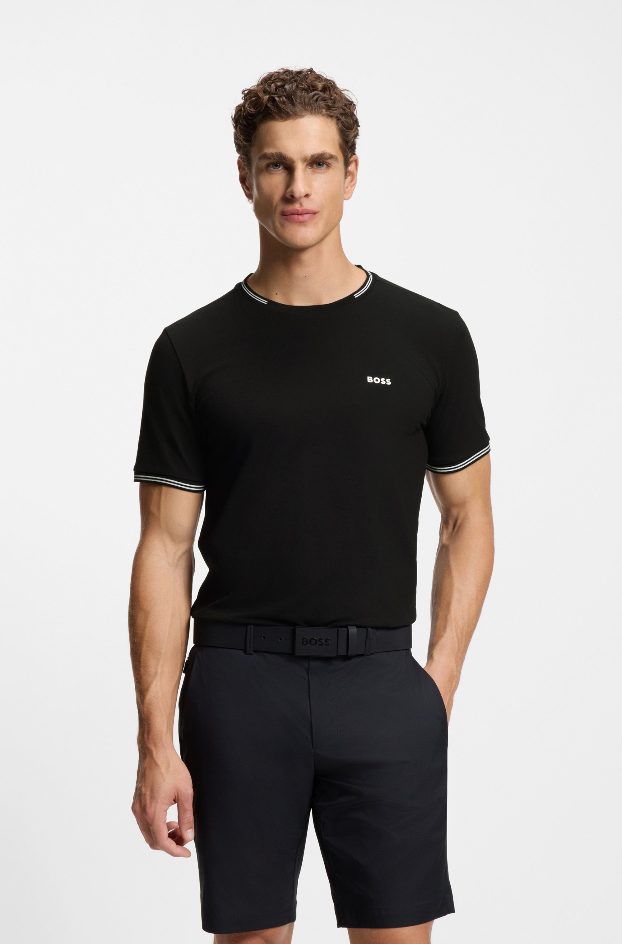 BOSS GREEN T-Shirt Taul Stretch-Baumwoll-Pique aus softem Stretch-Baumwoll-Piqué, Regular Fit, Kühlend