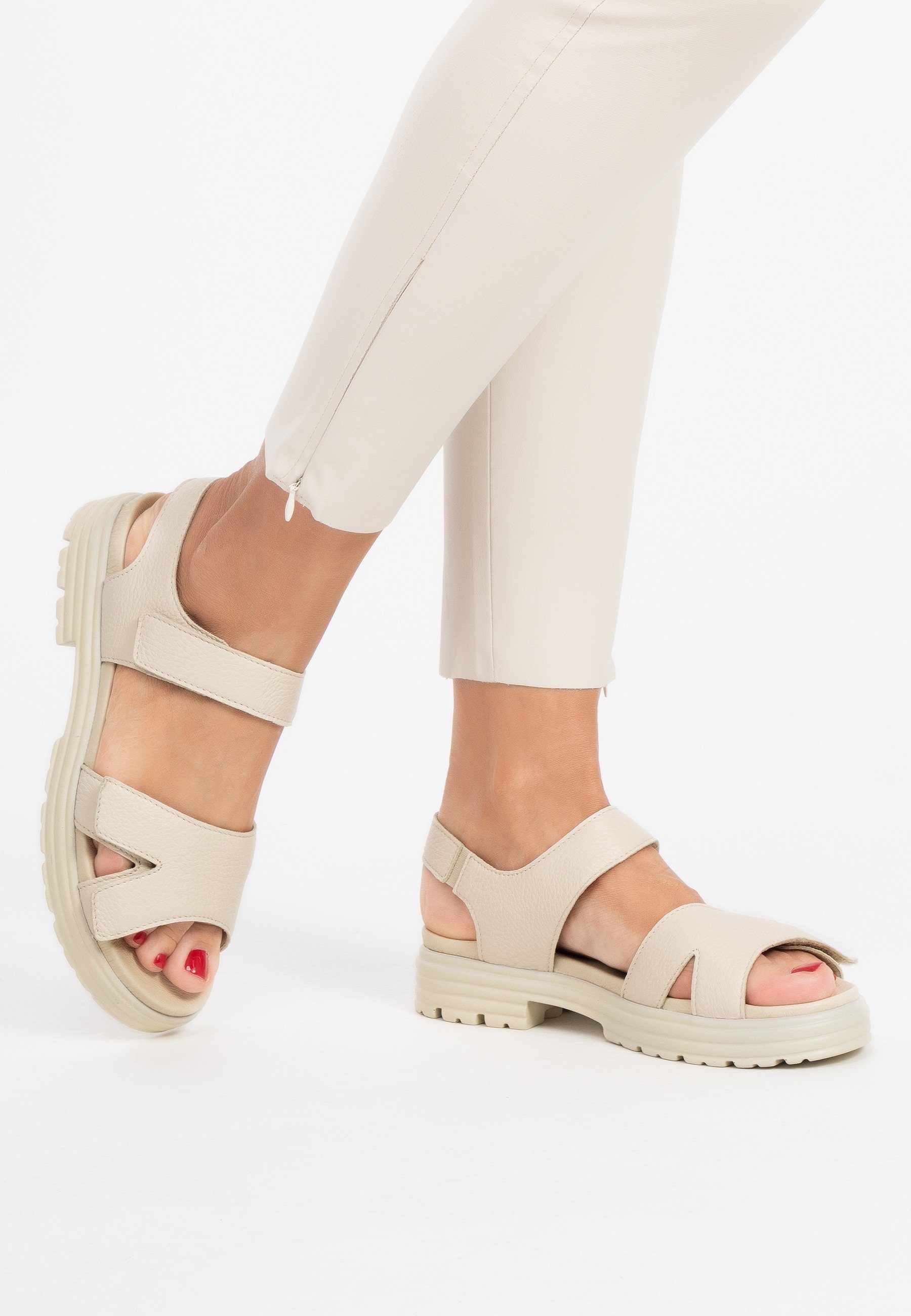 Damenschuhe Hirschleder Sandale Sandale beige vitaform