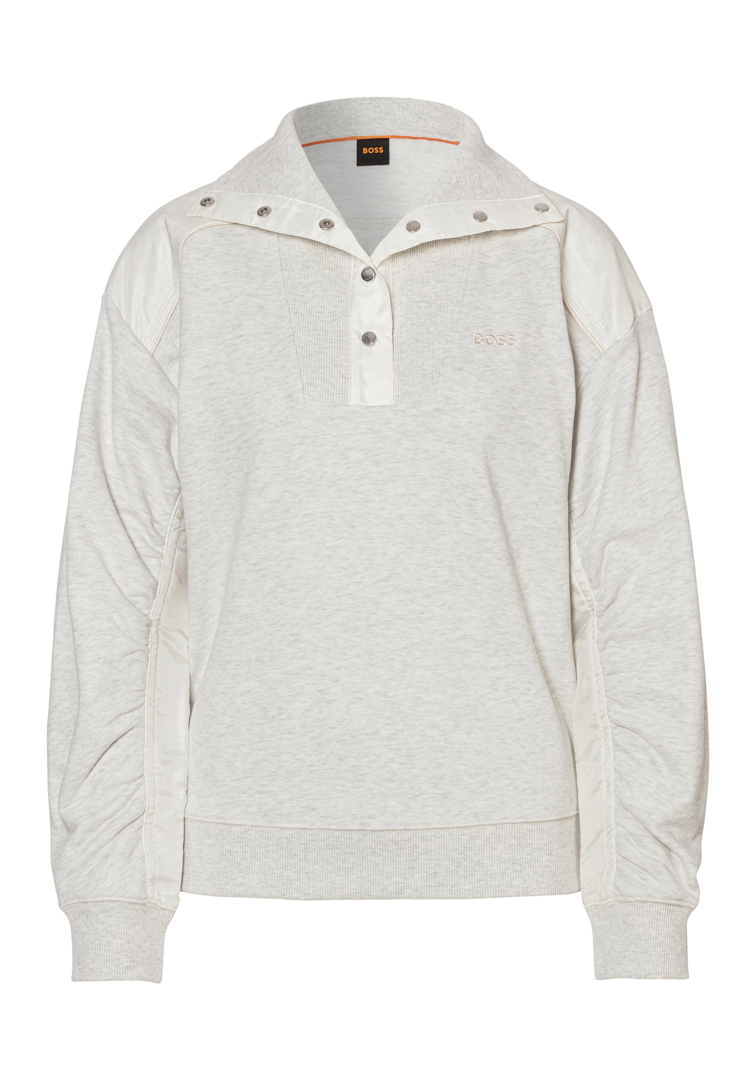 BOSS ORANGE Sweatshirt C_Ehybra mit Materialmix an Ärmeln & Schultern