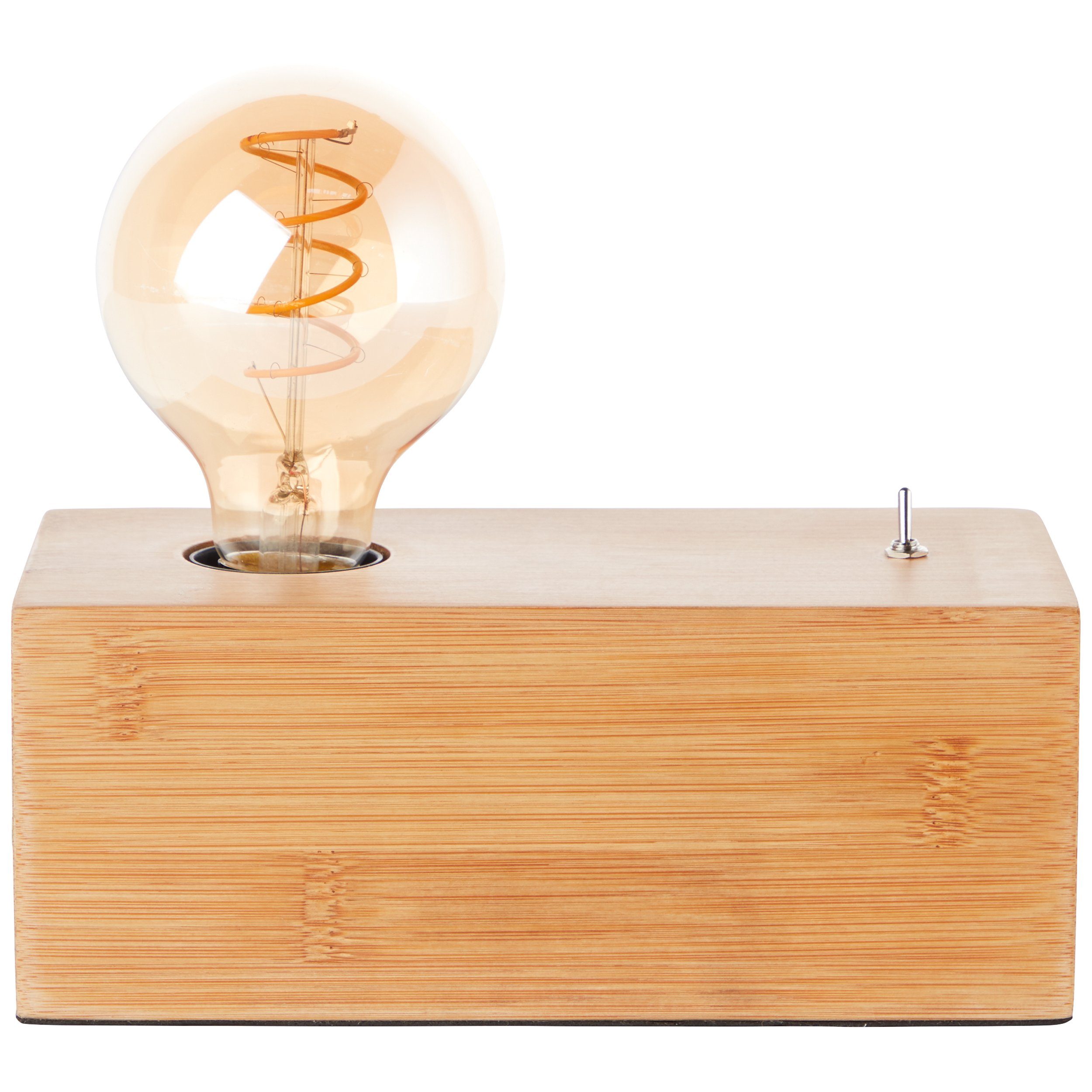 Lightbox Tischleuchte, 40 cm Tischlampe, max. 10 ohne Bambus/Holz x 20x Leuchtmittel, Höhe, 8 E27, Schalter, W