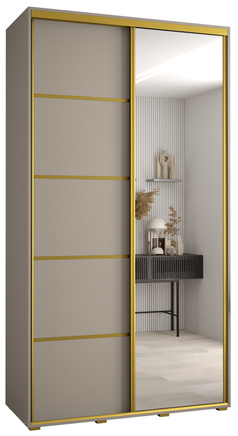 ABIKS MÖBEL Schwebetürenschrank Dakota 5 Schlafzimmerschrank mit Spiegel, Kleiderstange und Regalen