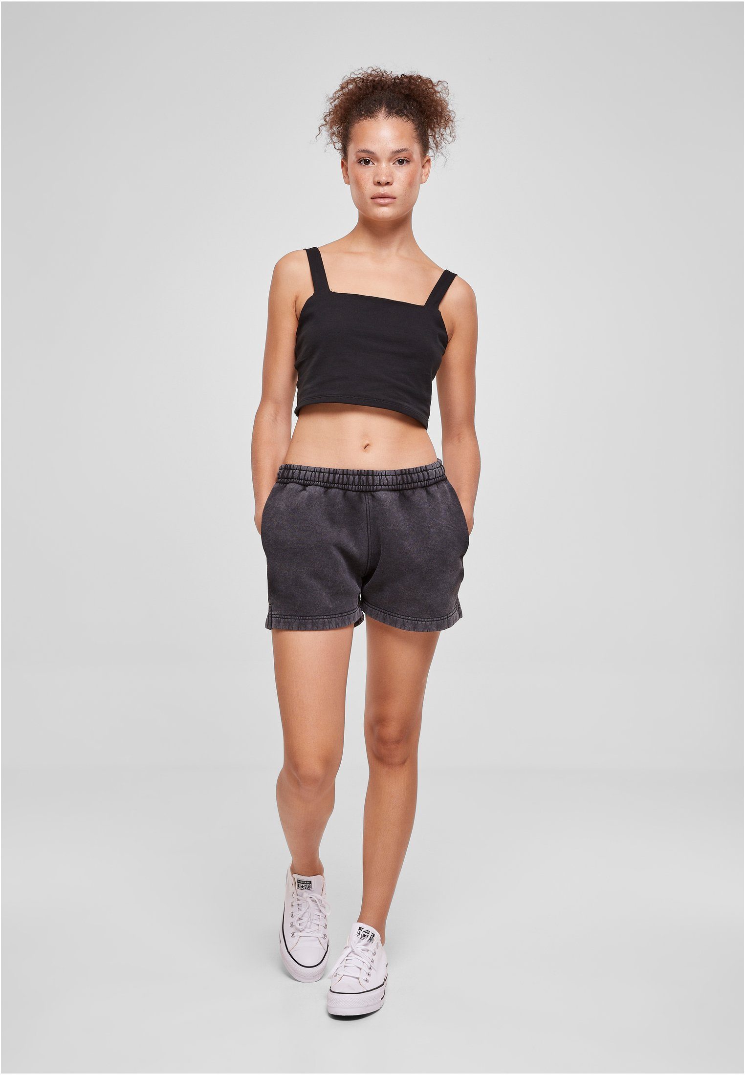 Sweatshorts URBAN Ladies Stone Shorts (1-tlg) CLASSICS Washed black Damen