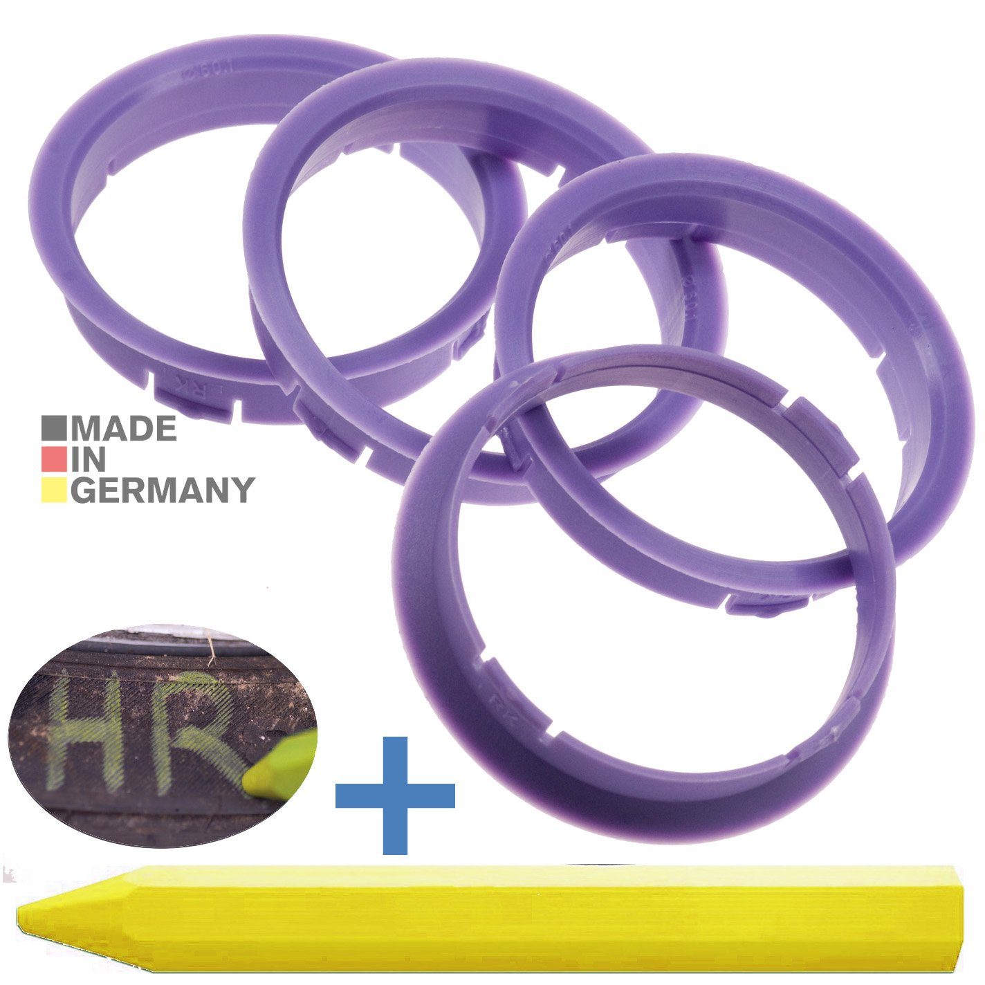 RKC Reifenstift 4X Zentrierringe Ringe mm Maße: Lila Kreide Stift, Reifen 1x 60,1 x 63,3 Fett + Felgen