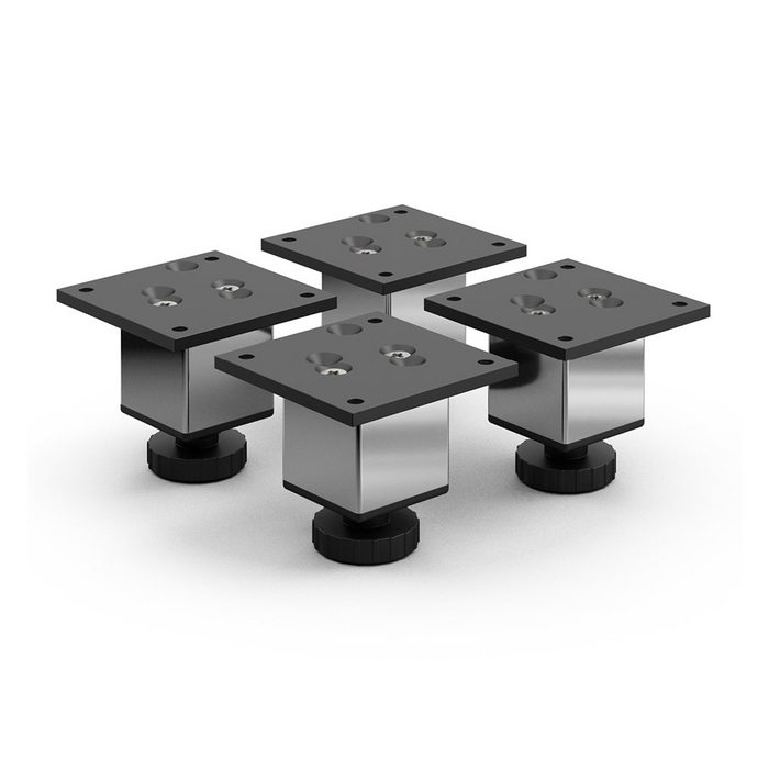 sossai® Möbelfuß Höhenverstellbare Aluminium Möbelfüße in Chrom (4-St)