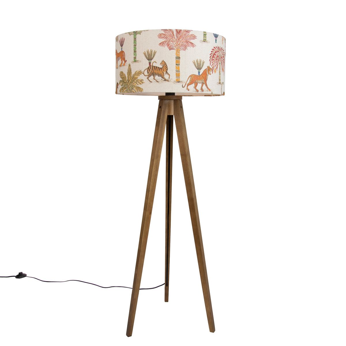 Qazqa Stehlampe Tripod classic, ohne Leuchtmittel, E27, Braun, Landhaus, Holz, 1-flammig
