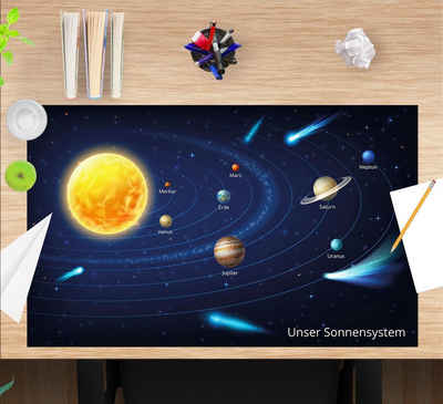 cover-your-desk.de Schreibtischunterlage Unser Sonnensystem – aus Premium-Vinyl für Kinder und Erwachsene, (1 tlg)
