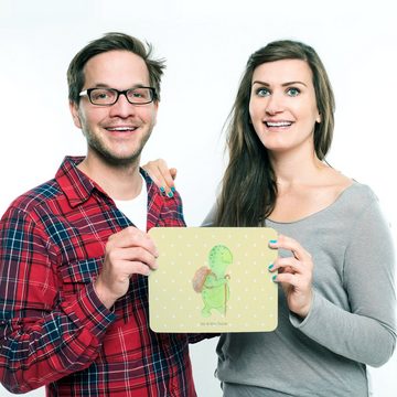 Mr. & Mrs. Panda Mauspad Schildkröte Wanderer - Gelb Pastell - Geschenk, Designer Mauspad, Bür (1-St), Rutschfest