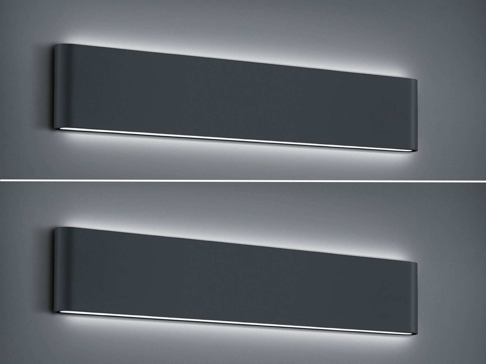 TRIO Leuchten LED Außen-Wandleuchte, LED fest integriert, Warmweiß, 2er-Set große Up Down Fassadenlampe Terrassenleuchten Anthrazit 46,5cm