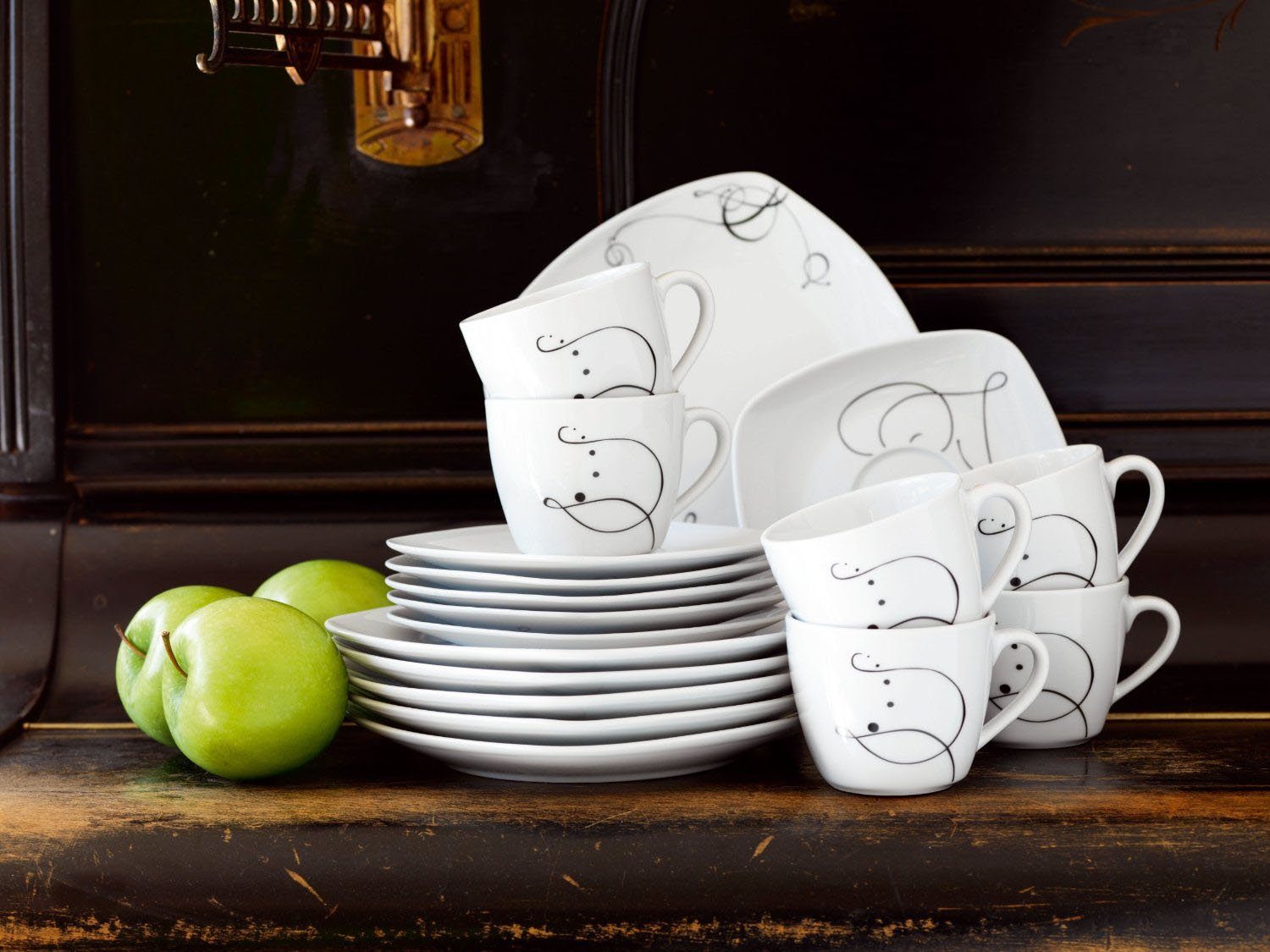 MÄSER Kombiservice Geschirr-Set, Service Chanson (30-tlg), 6 Personen, Porzellan, fantasievolles Dekor, 30 Teile, für 6 Personen