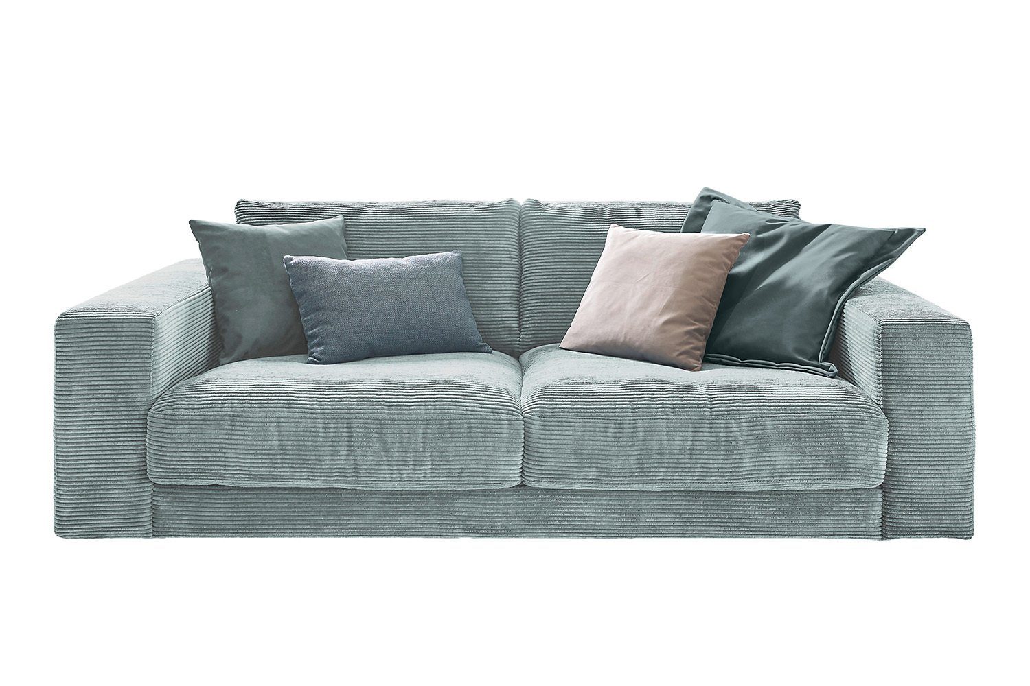 Farben Sofa versch. KAWOLA od. 3-Sitzer Cord MADELINE, hellblau 2-Sitzer