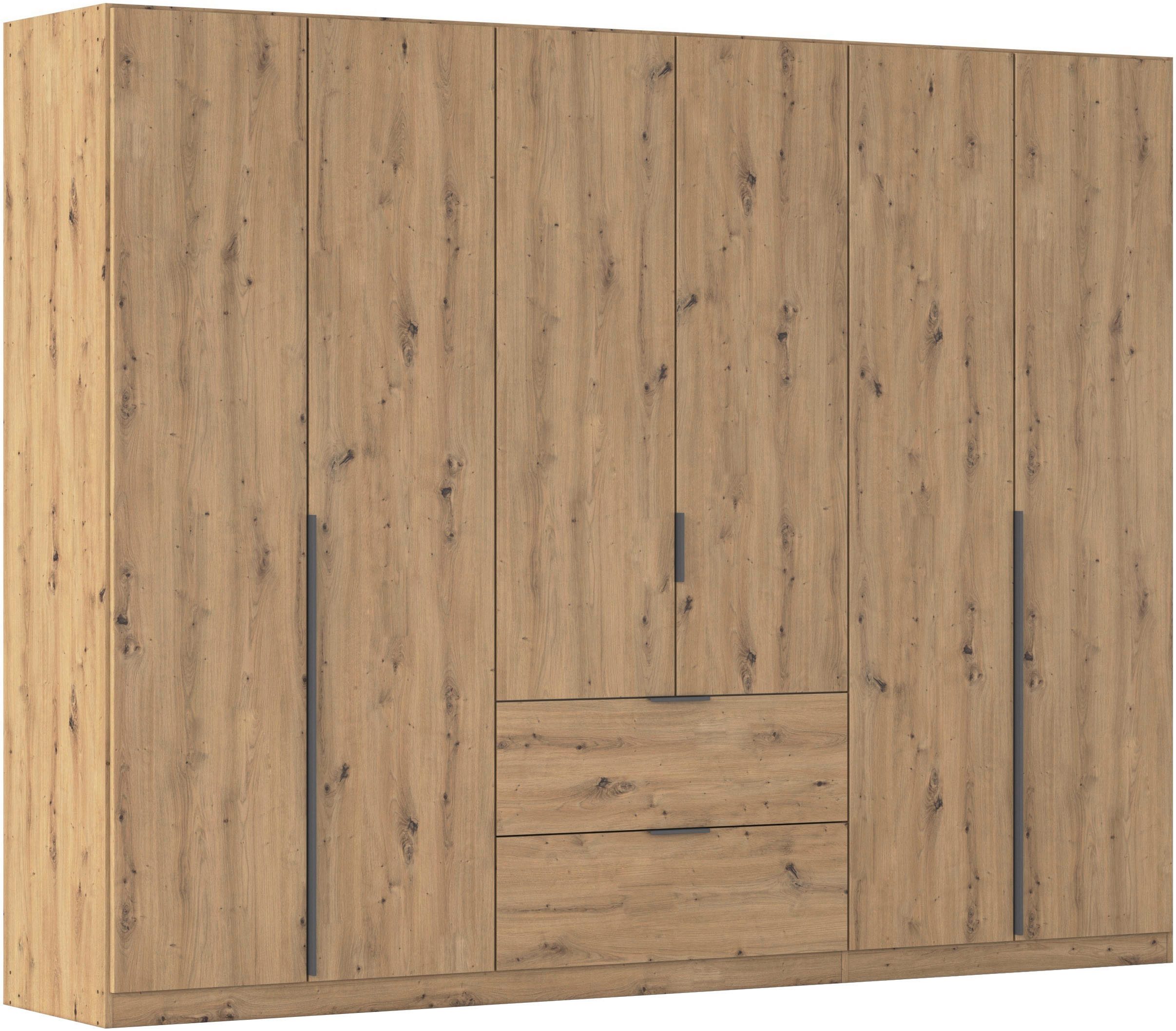 OTTO home Drehtürenschrank Kleiderschrank Schrank Garderobe AGORDO mit Dekor- oder Hochglanzfront (in zwei Griff-Farben, Breite 271 cm) mit Außenschubkästen, Serie in 7 Breiten und 2 Höhen MADE IN GERMANY