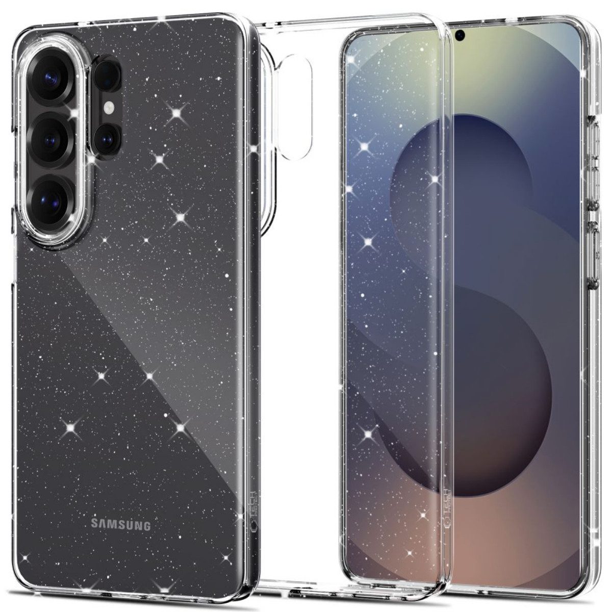 TECH PROTECT Handyhülle FlexAir für Samsung Galaxy S26 Ultra Transparent und Glitzer ultradünn 6,9 Zoll, Ultradünne Form bewahrt die schlanke Geräteoptik