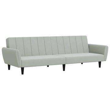 vidaXL Sofa Schlafsofa 2-Sitzer mit Fußhocker Hellgrau Samt