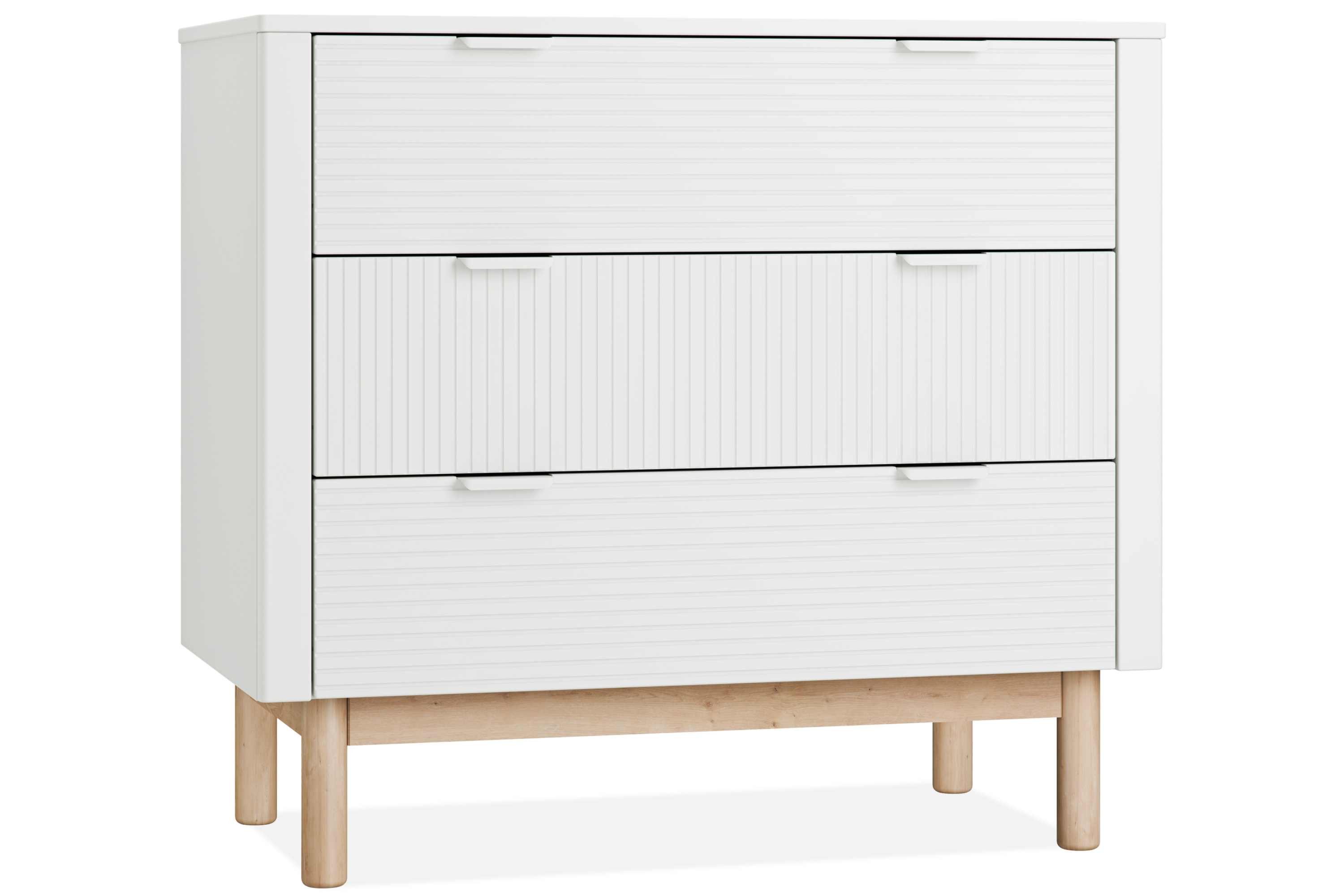 KONSIMO® Kommode LOTTI Kinderkommode, hergestellt in der EU, Breite 100 cm, geriffelte Front, mit 3 Schubladen