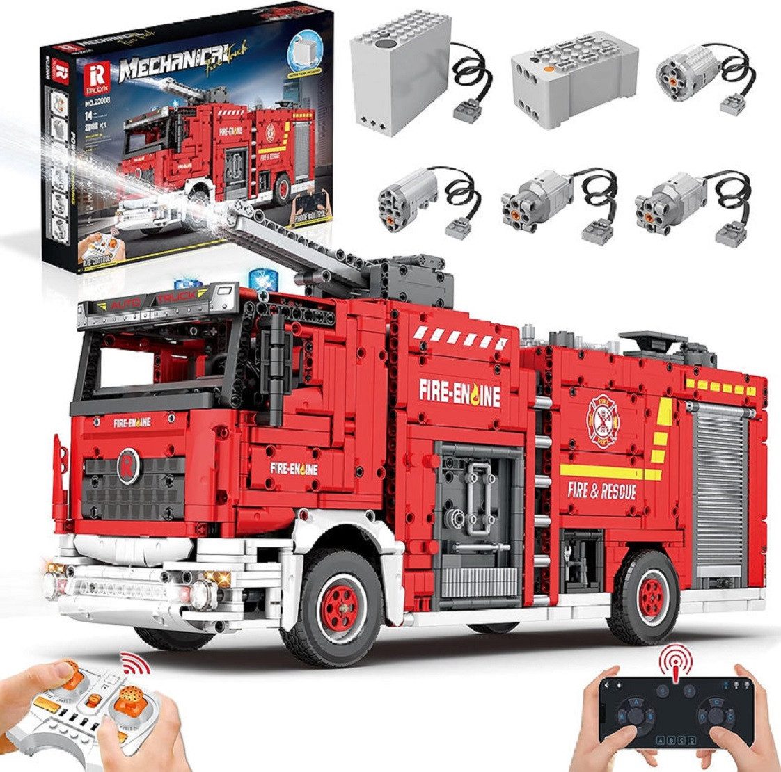 Reobrix Reobrix 22008 Feuerwehrauto 2.888 Teile Technik Modell Konstruktions-Spielset, (2888 St)