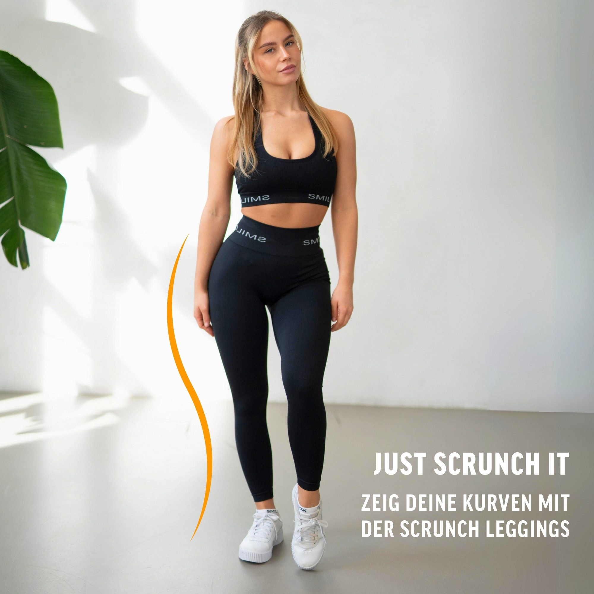Smilodox Leggings Azura, Push Up Booy Fitnessleggings mit Schriftzug Sport & Alltag Scrunch Butt Squat-Sicher High Waist Seamless Yoga Gymhose Blickdicht