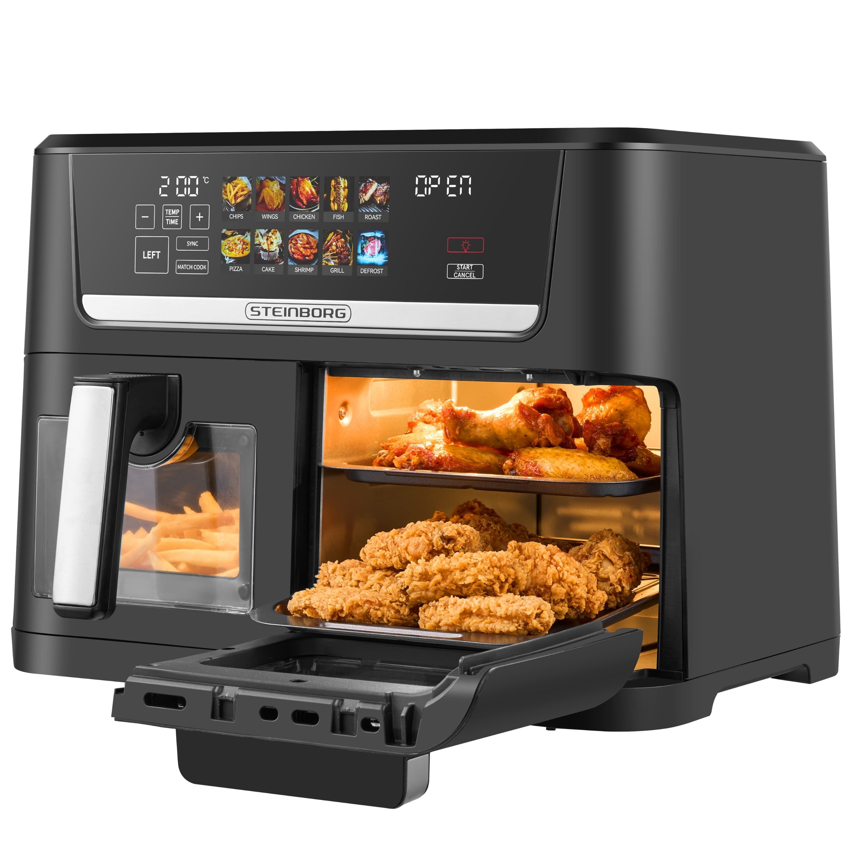 STEINBORG Heißluftfritteuse SB-3170, 1700 W, Ideal für eine bewusste Ernährung ohne Verzicht auf Geschmack.