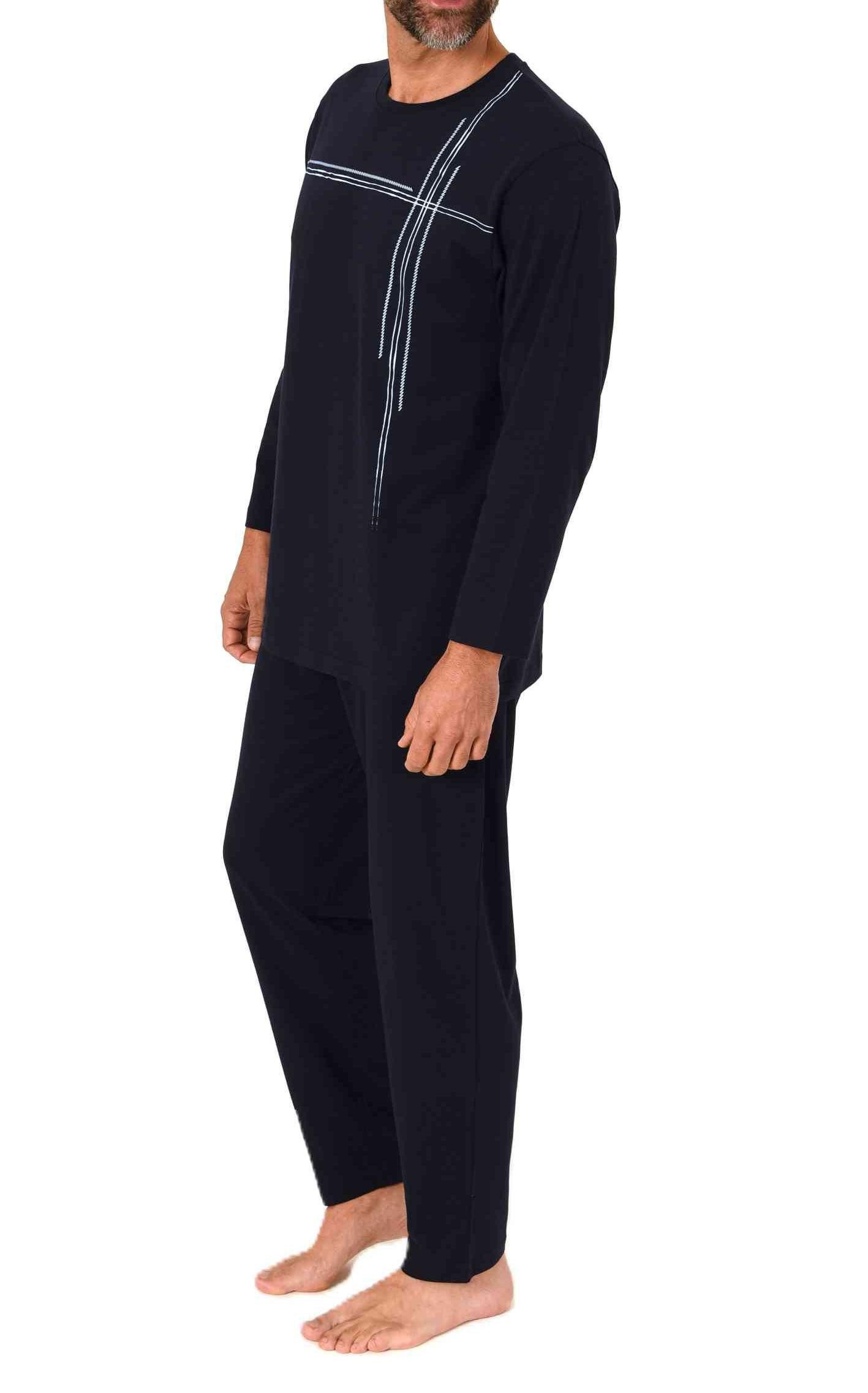 Normann Pyjama Normann Herren langarm Schlafanzug mit Frontprint in zeitlos günstig online kaufen