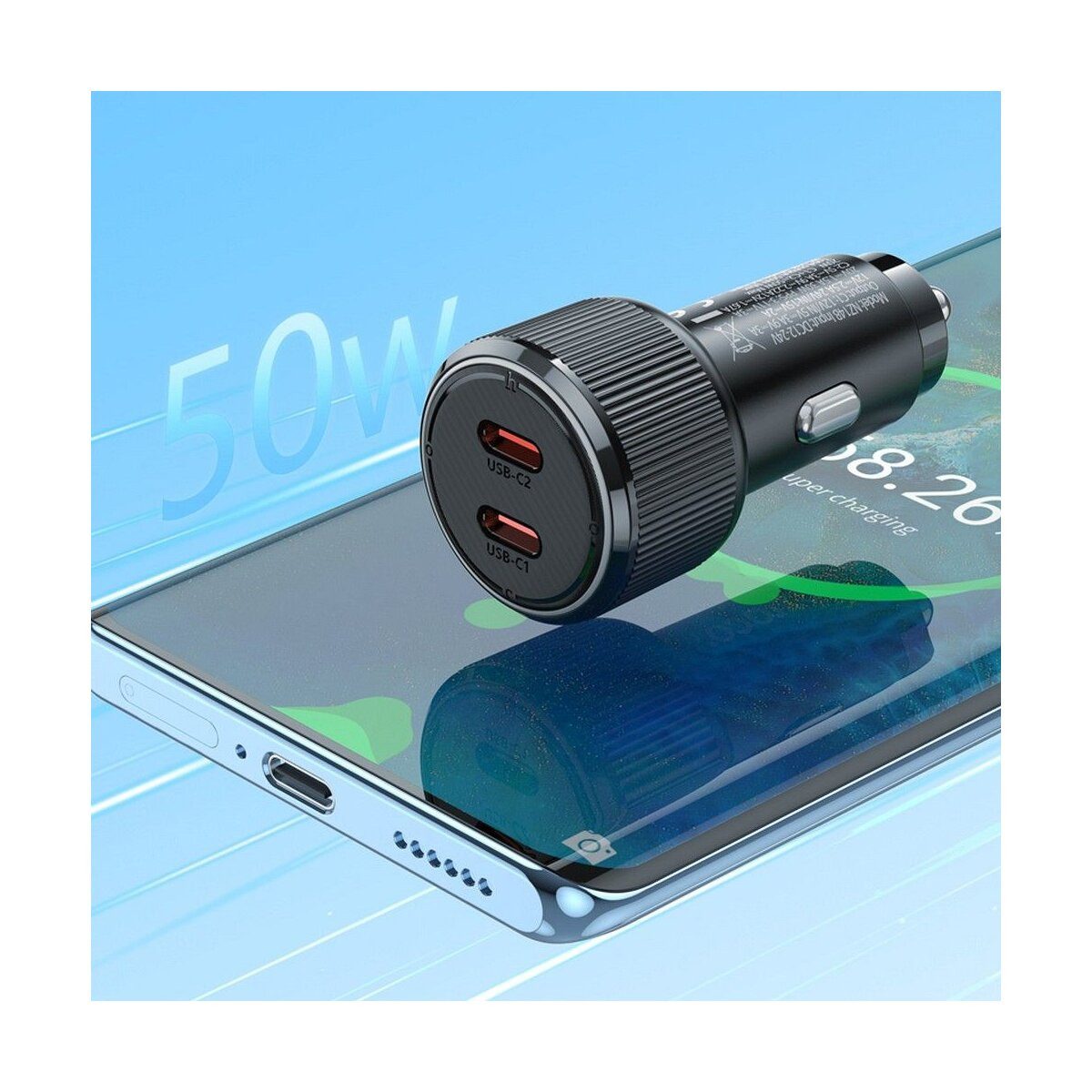 hoco. Elektrorasierer HOCO Autoladegerät NZ14B 50W 2x USB-C PD QC Schnellladung