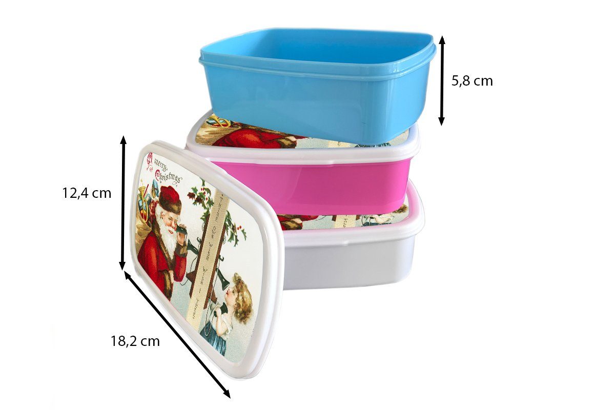 Lunchbox - Brotdose Kunststoff, Erwachsene, Weihnachtsmann, - Snackbox, für MuchoWow Mädchen, Brotbox rosa Kinder, Weihnachten (2-tlg), Kunststoff Kunst