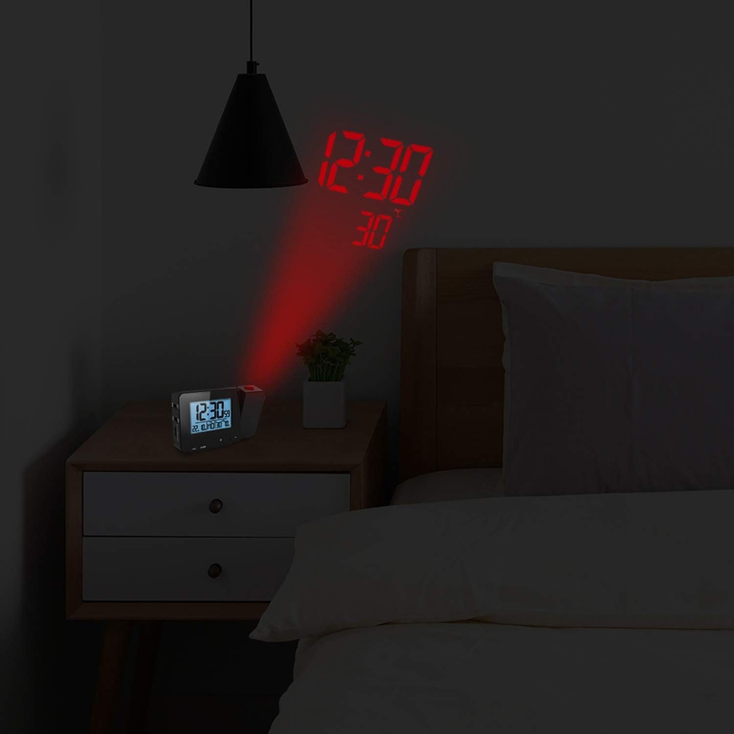 Wecker Helligkeit LED-Projektor Jormftte Uhr,digitaler Stufen Wecker 4