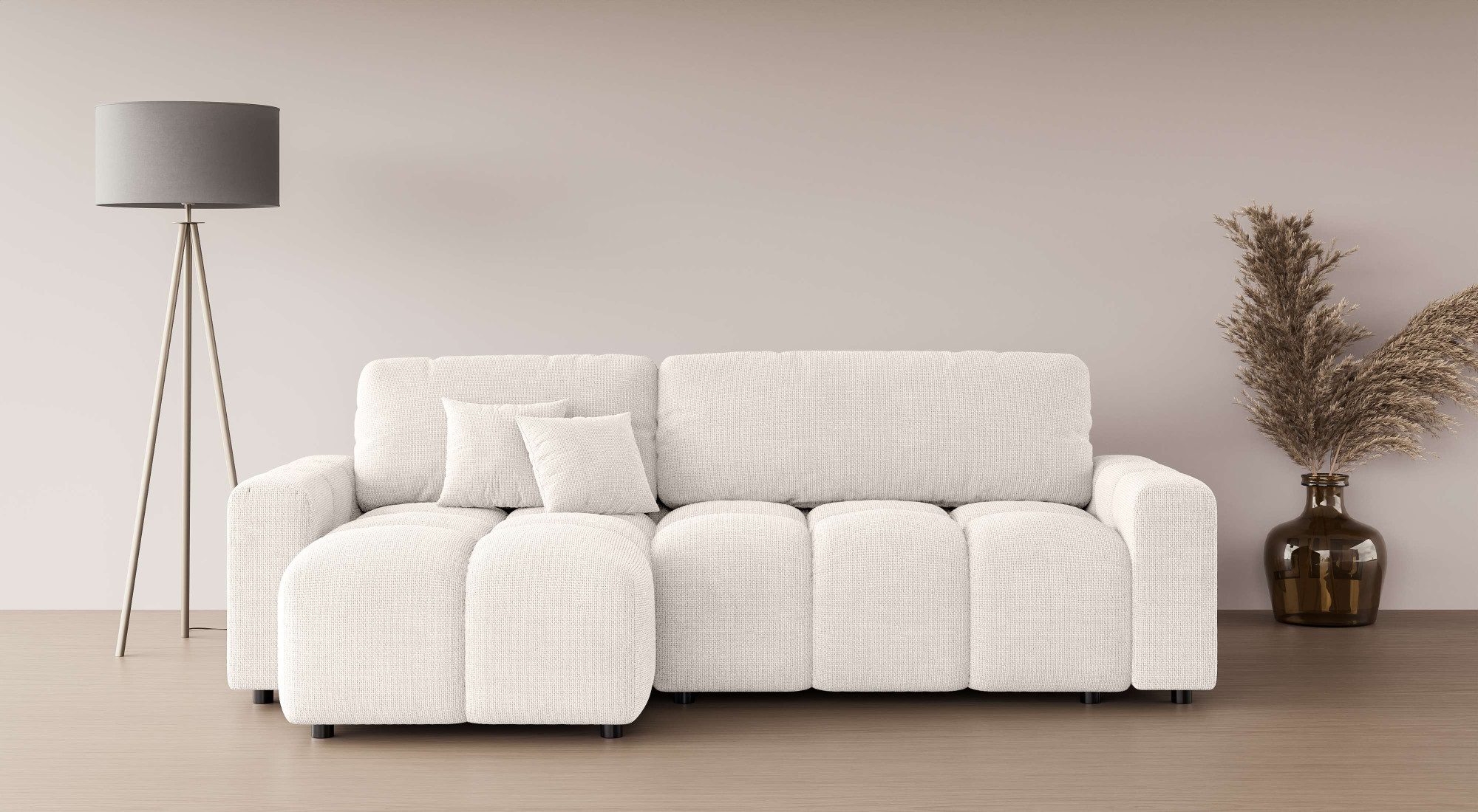 Ecksofa FELICI, Schlafsofa 233cm, L-Form mit Recamiere beidseitig montierbar