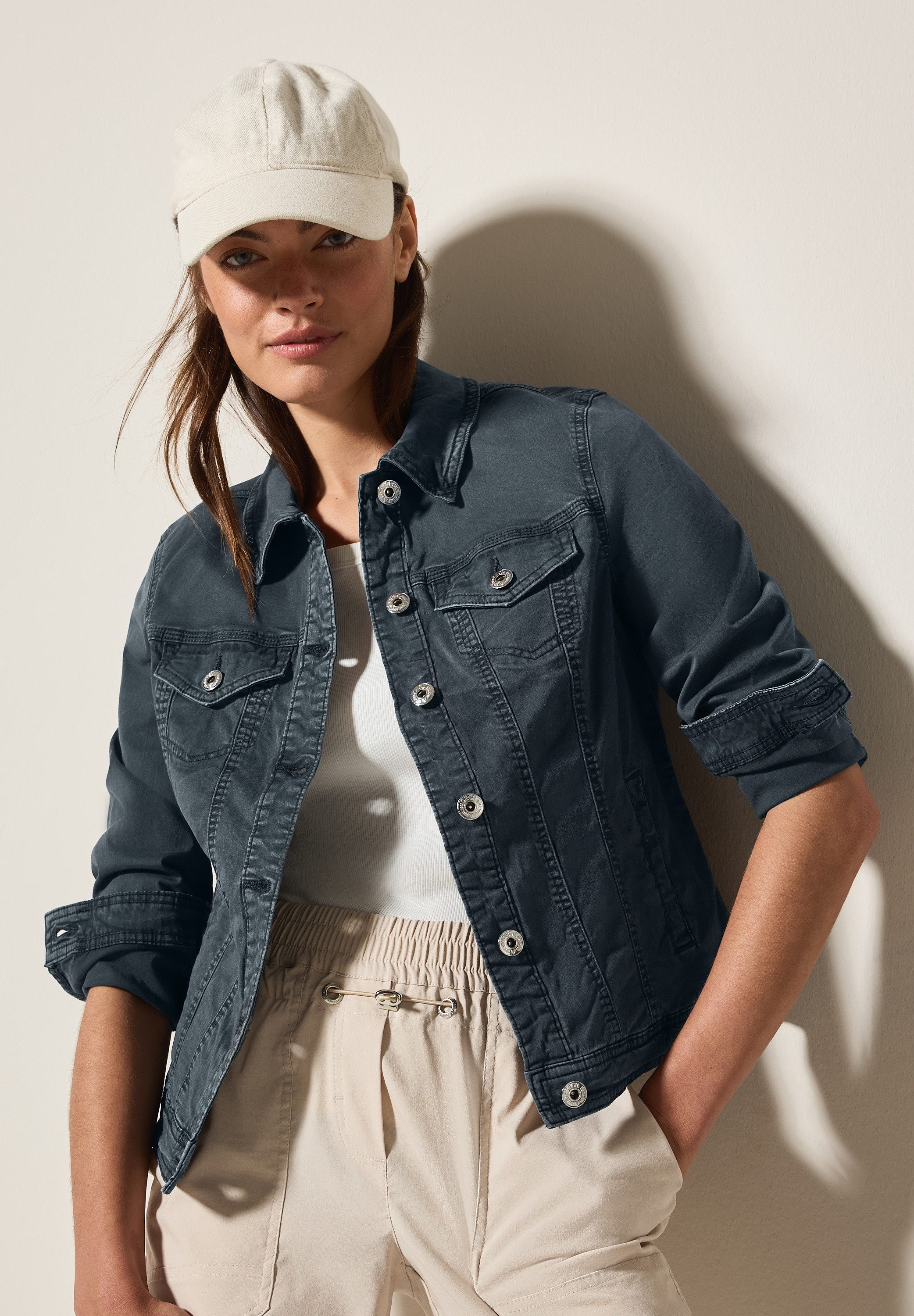 CECIL Jeansjacke mit Brusttaschen und seitliche günstig online kaufen