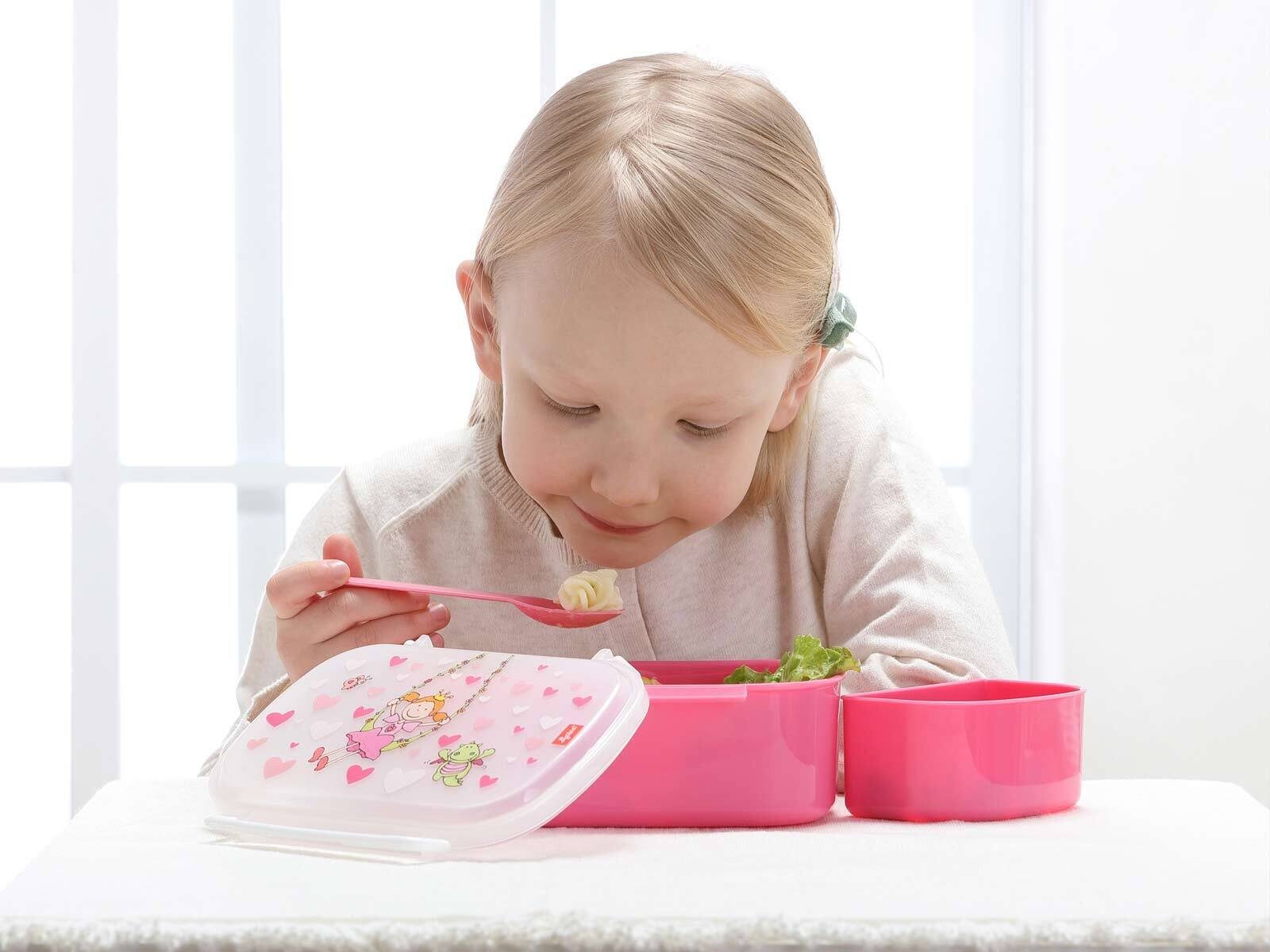 Sigikid cm, mit 7 11 spülen (1-tlg), Motiv-Deckel x der Queeny, 17 x Herz Polypropylen, Lunchbox Pinky Spülmaschinengeeignet, Hand Lunchbox