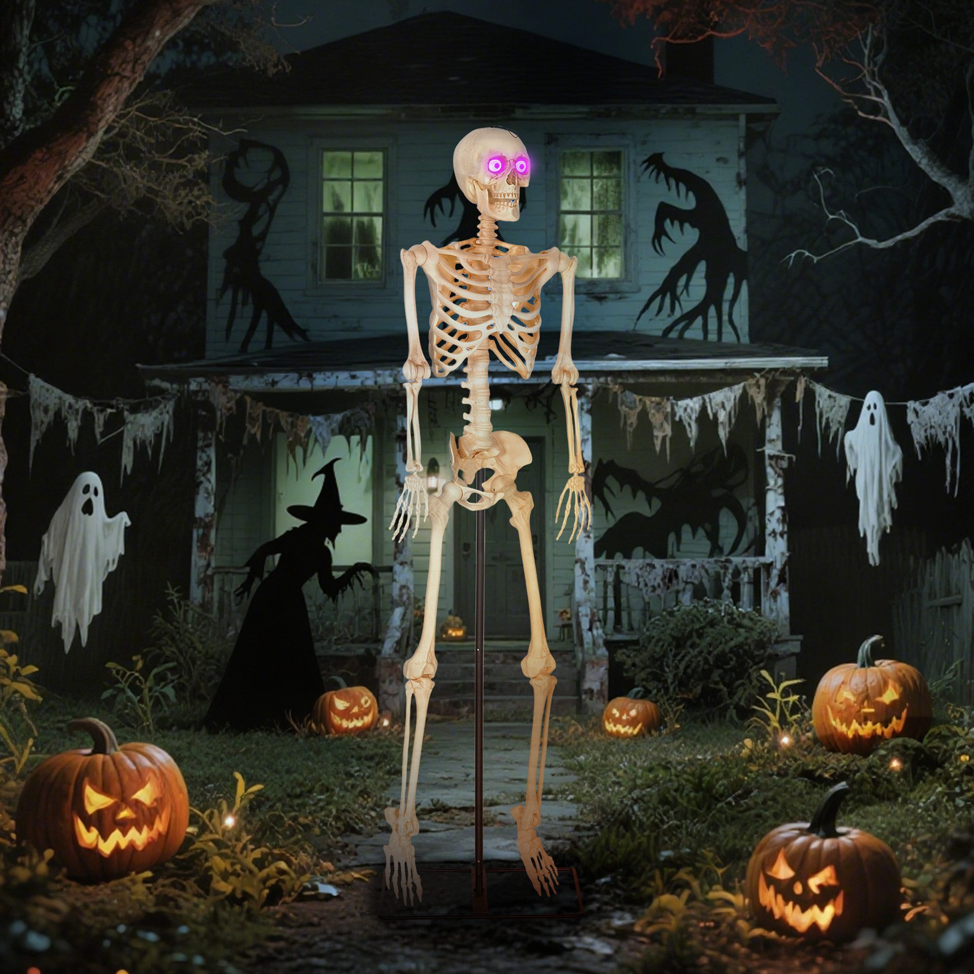 Outsunny Dekofigur mit beweglichen Gelenken (152 cm Halloween-Skelett, 1 St günstig online kaufen