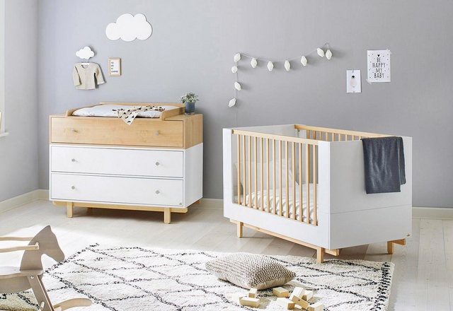 Pinolino® Babymöbel-Set »Boks«, (Spar-Set, 2-St), breit, mit Kinderbett und Wickelkommode, Made in Europe-Otto