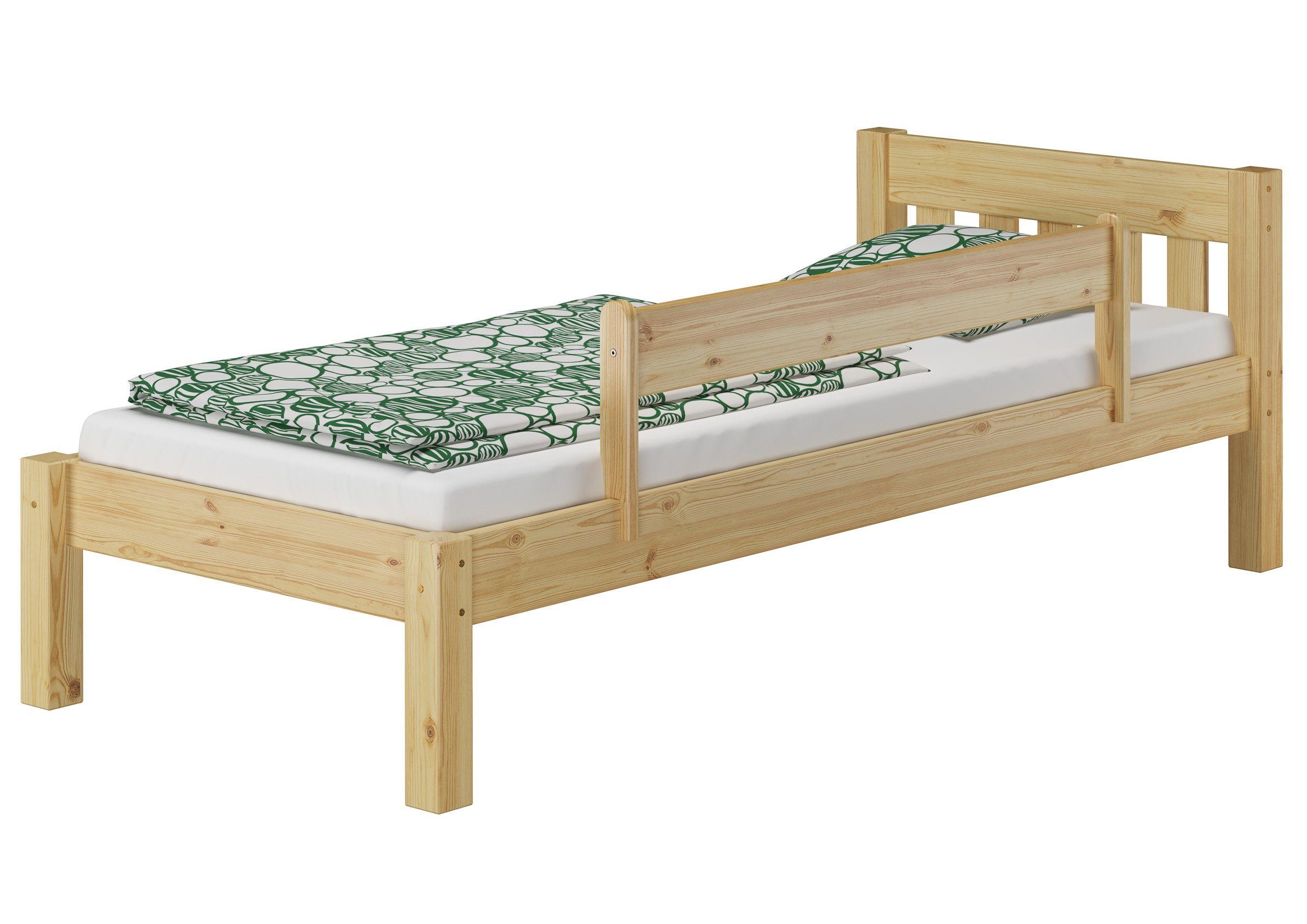 Bett stabil Bettgestell Kieferfarblos massiv, 80x200, lackiert ERST-HOLZ Kiefer und schmal