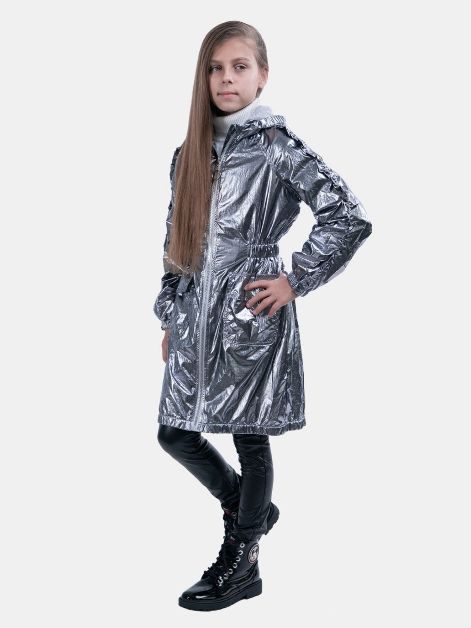 LEMONI Windbreaker Lange Windjacke für Mädchen mit Kapuze