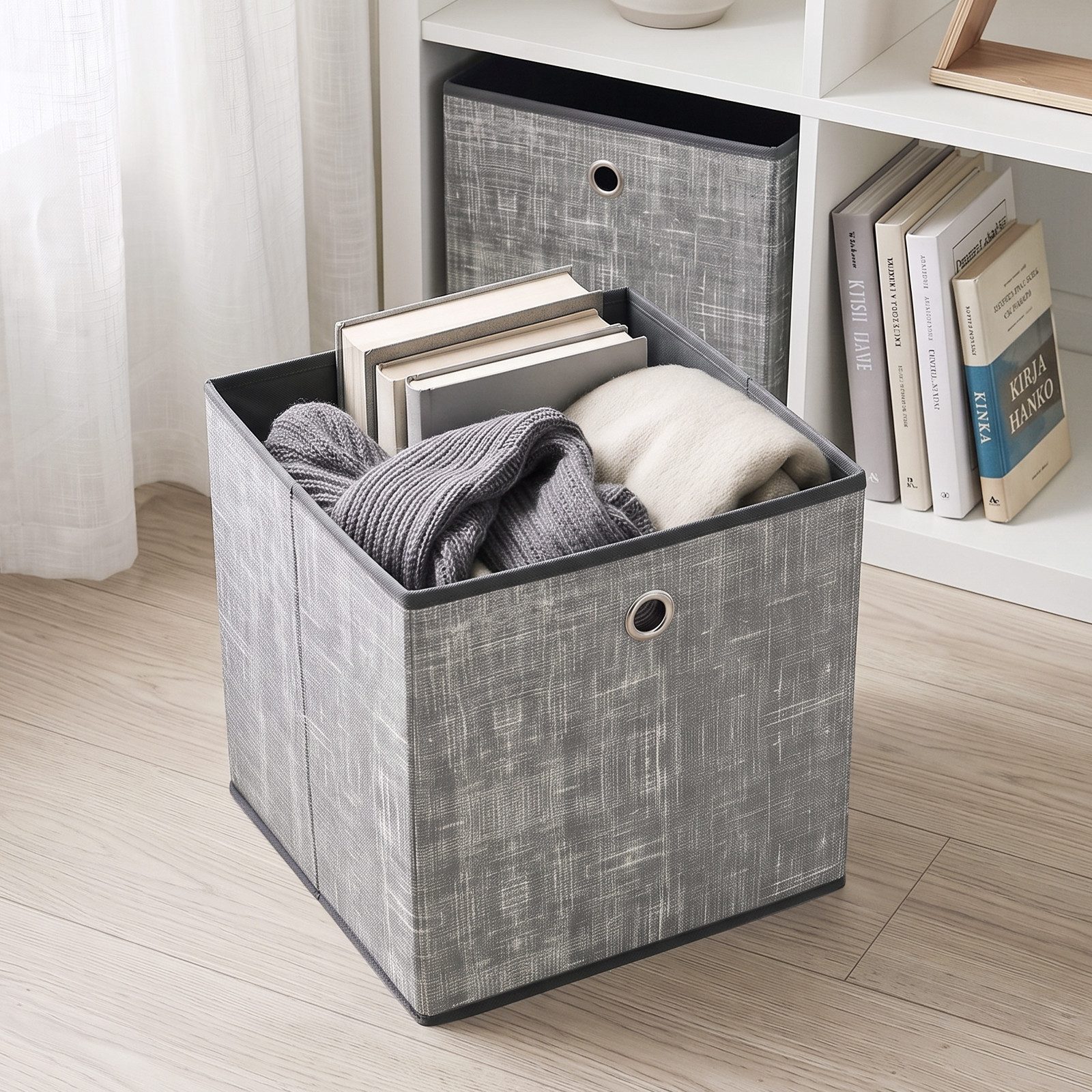 Sekey Aufbewahrungsbox Aufbewahrungsboxen 6er Set, faltbare Ordnungsboxen mit Griff, 33 x 33 x 33 cm, Hellgrau Faltboxen aus Vliesstoff für Aufbewahrung