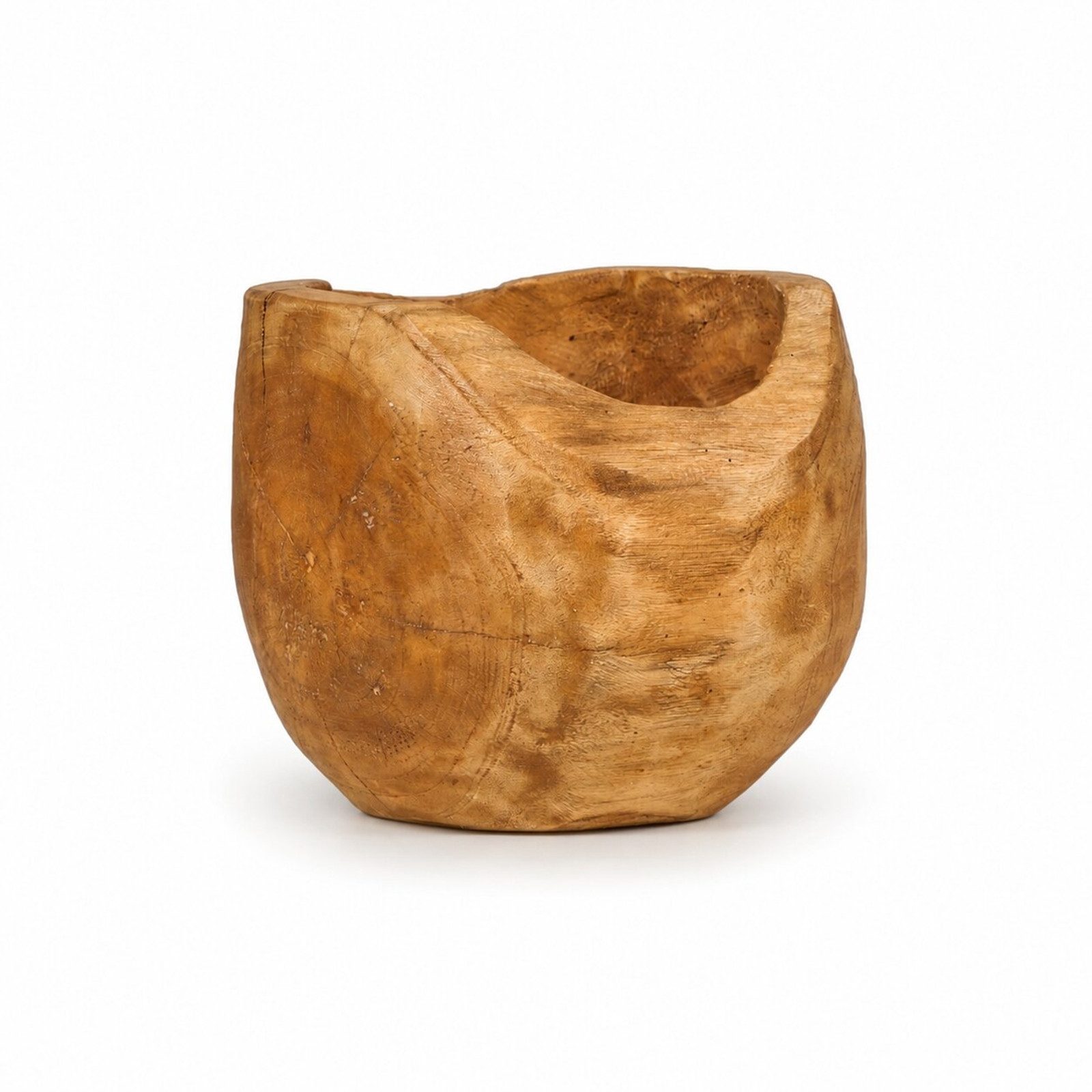 CREEDWOOD Dekoschale TEAK VASE "LIVA", Holz massiv, 20 cm, Holz Blumentopf, Holz Schale