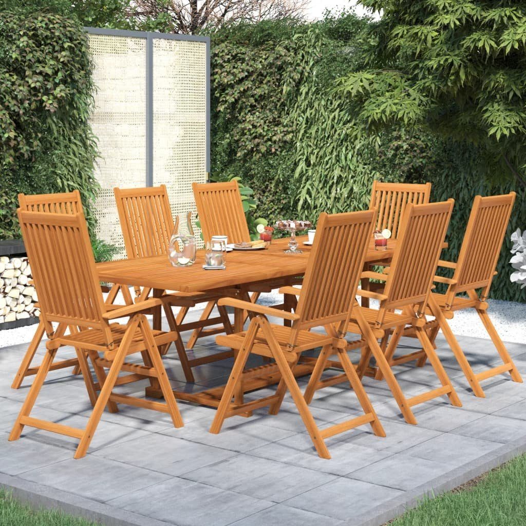 vidaXL Garten-Essgruppe 9-tlg. Garten-Essgruppe Massivholz 160-240 cm, (8-tlg)