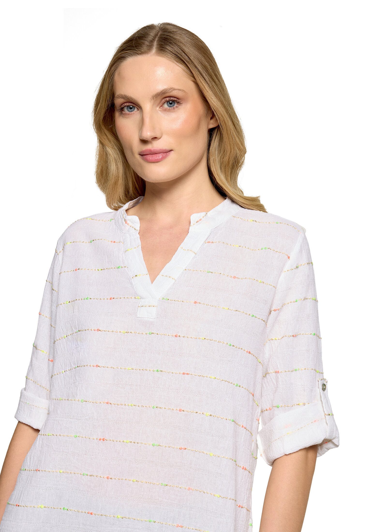 Cartoon Schlupfbluse Damen mit Lurexfaden
