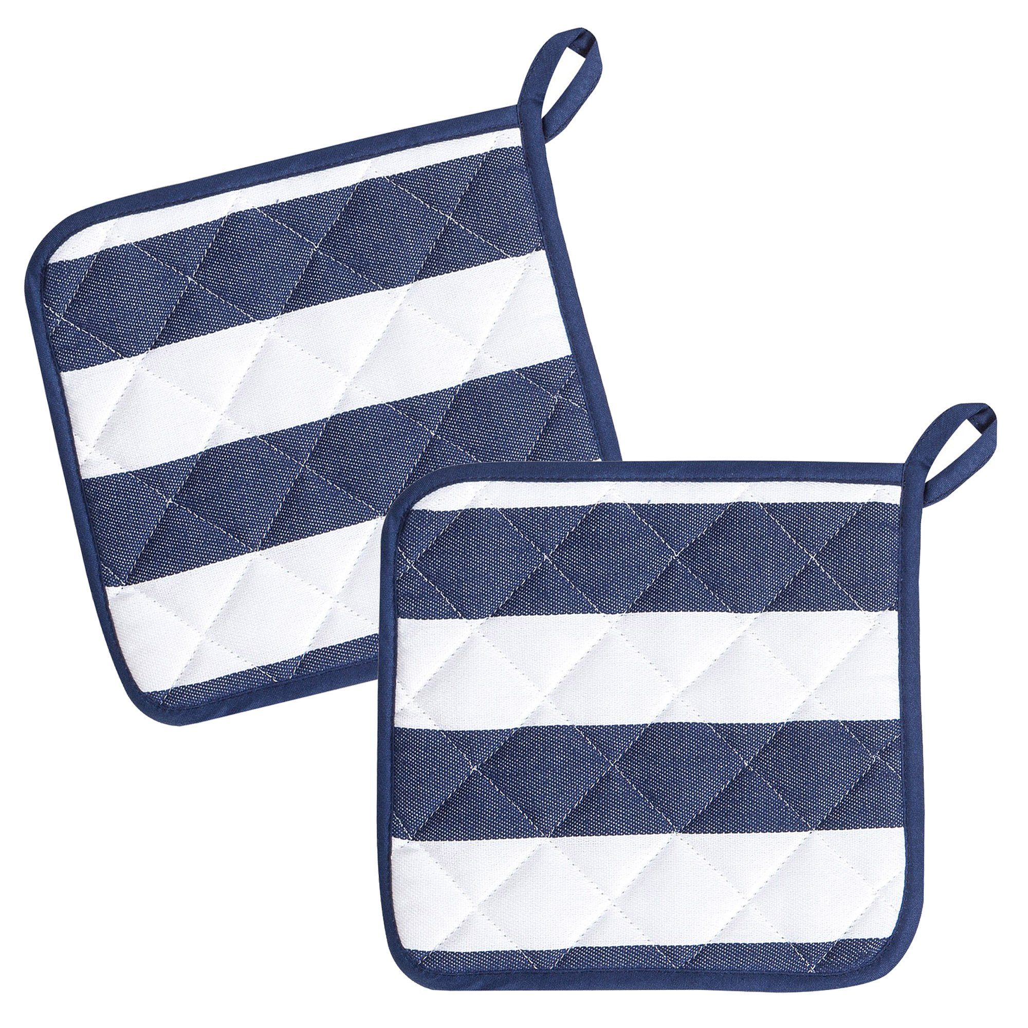 Kracht Topflappen Blockstreifen, (Set, 2-tlg., Set), 2er Set Topflappen, wattiert, ca. 22x22 cm