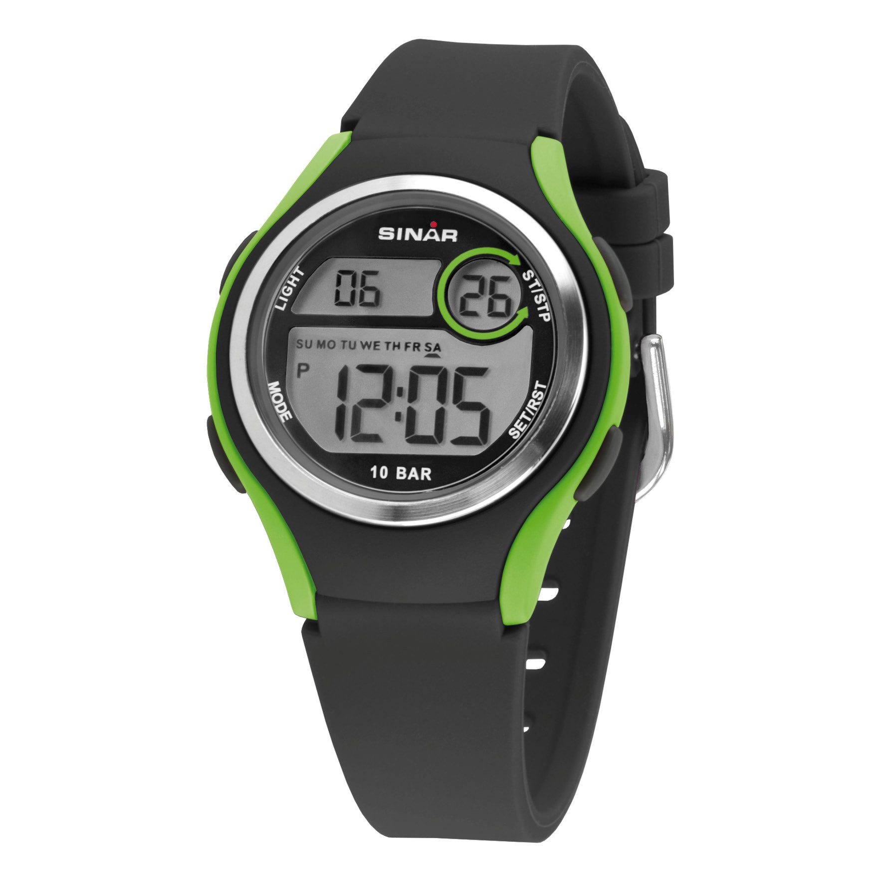 SINAR Digitaluhr XE-64 Jugend Armbanduhr Sportuhr Silikonband 10 bar, digital sportlich modern Geschenkidee Jugend Ø 36 mm