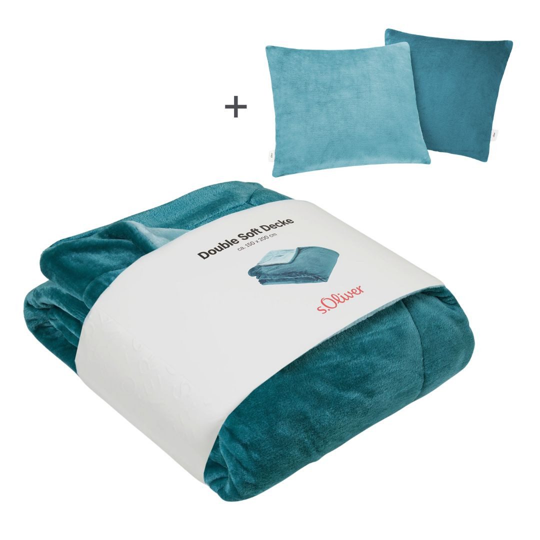 Wohndecke Doublesoft, Kuscheldecke, Deal, Kissen geschenkt!, s.Oliver, Kuscheldecke 150x200 cm, GRATIS-Zugabe:2x Kissenhülle (Reißverschluss)