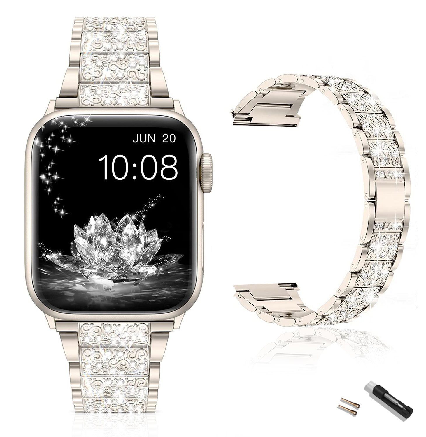Diida Smartwatch-Armband Watch Band, Armband, Band für Apple Watch, für iWatch, 38/40/ 41 mm, Serie 7, 6, 5, 4, 3, 2, 1 SE, Sternfarbe Sternenlicht