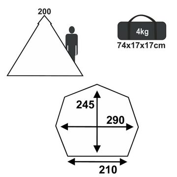 yourGEAR Tipi-Zelt yourGEAR Zelt Lido 290 3 Personen Tipi-Zelt Bodenwanne Stehhöhe, Personen: 3