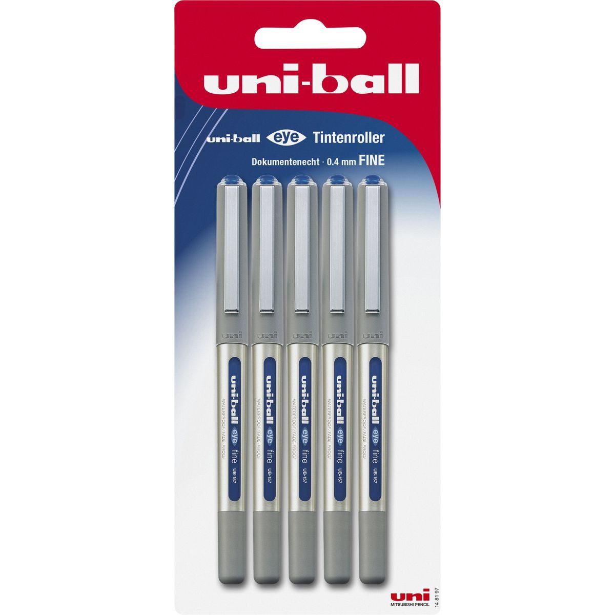 Faber-Castell Tintenroller uni-ball Tintenroller eye 0,4mm blau 5 Stück Blister